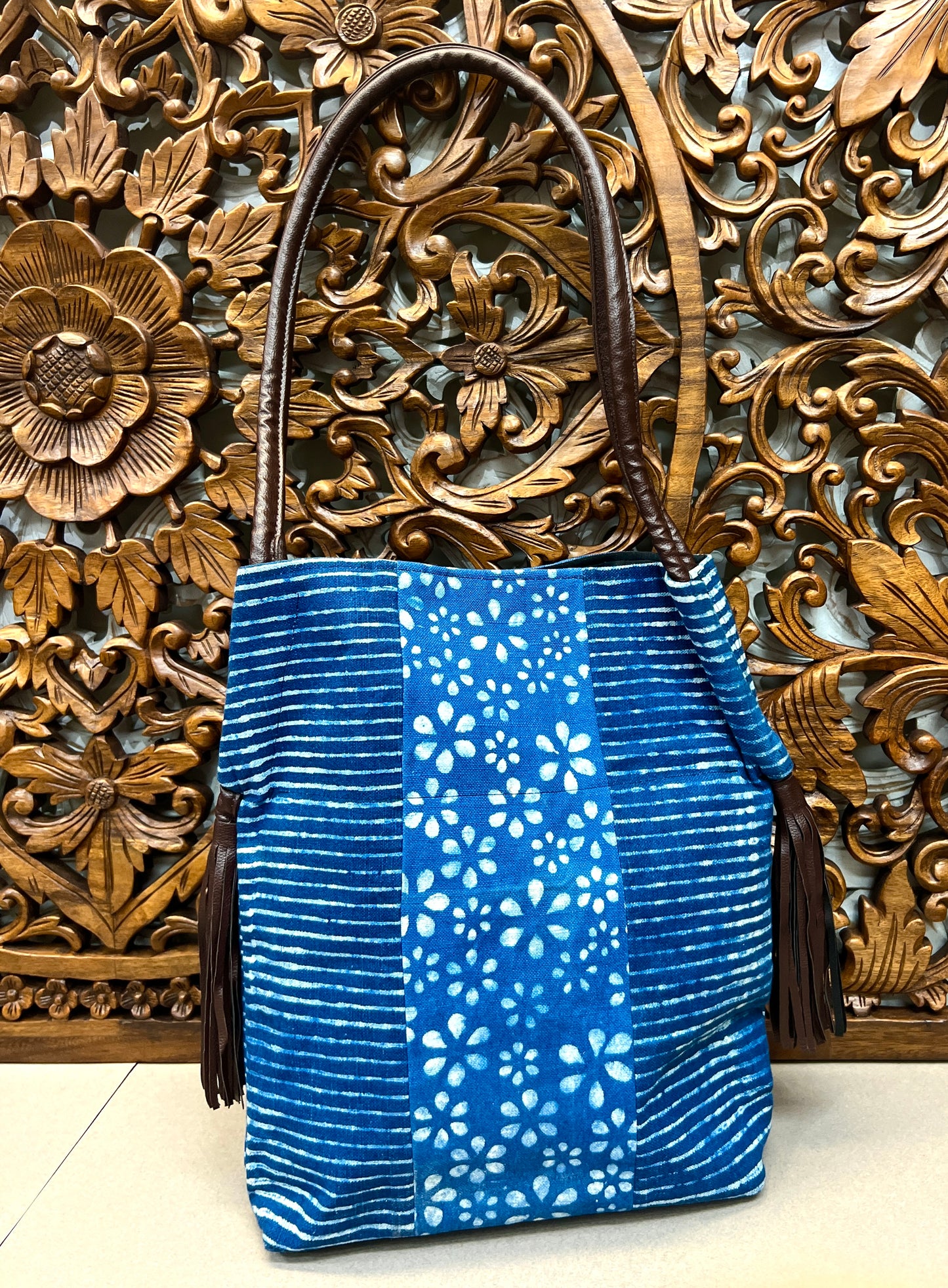 Vegan Leather Indigo Dyed Bag