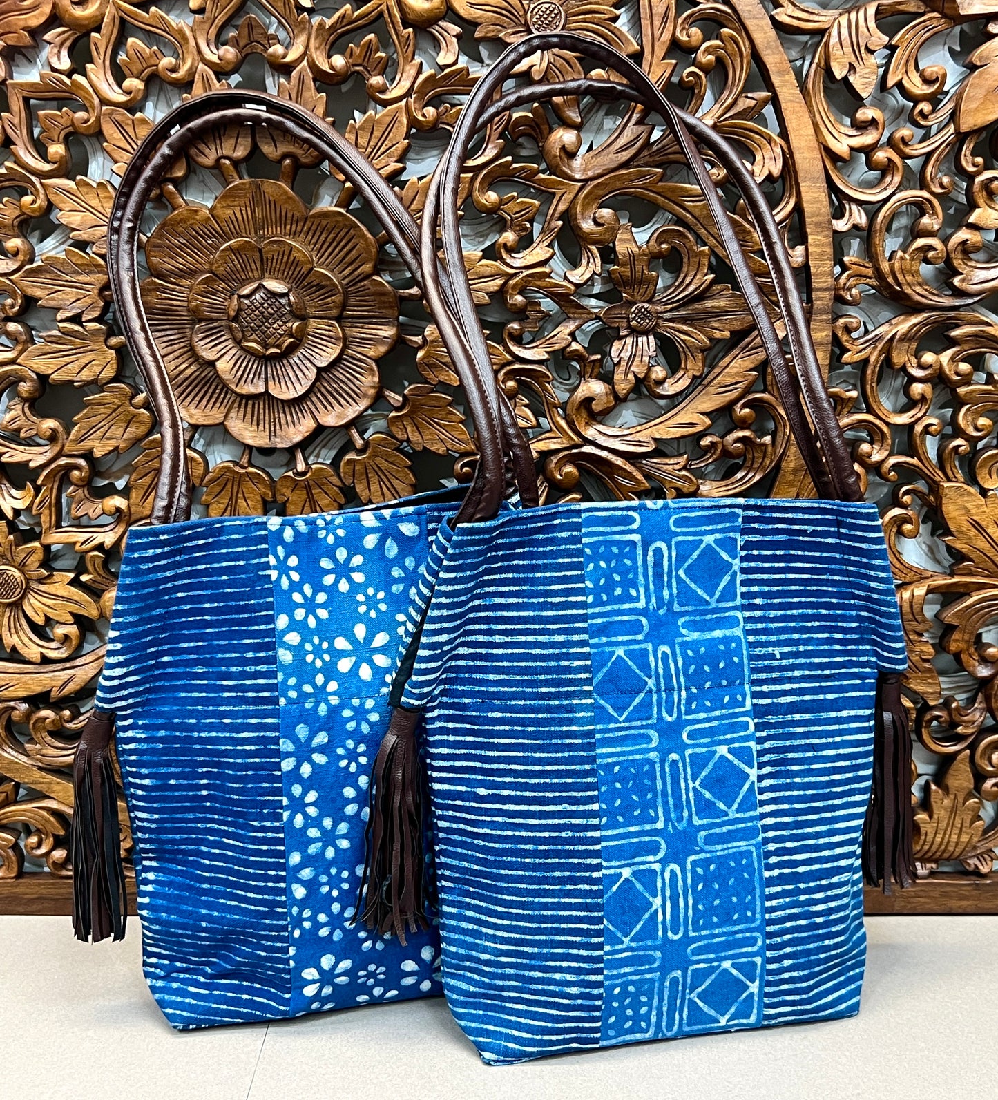 Vegan Leather Indigo Dyed Bag