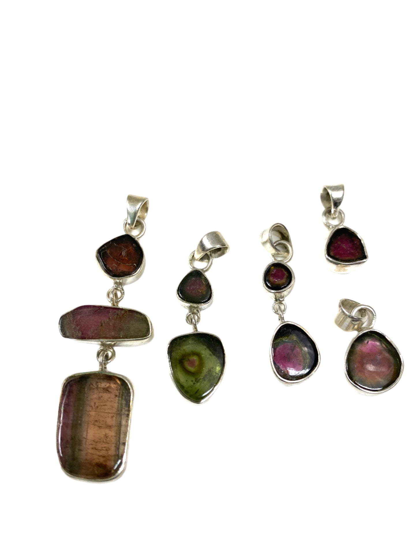 Sliced Watermelon Tourmaline Pendants