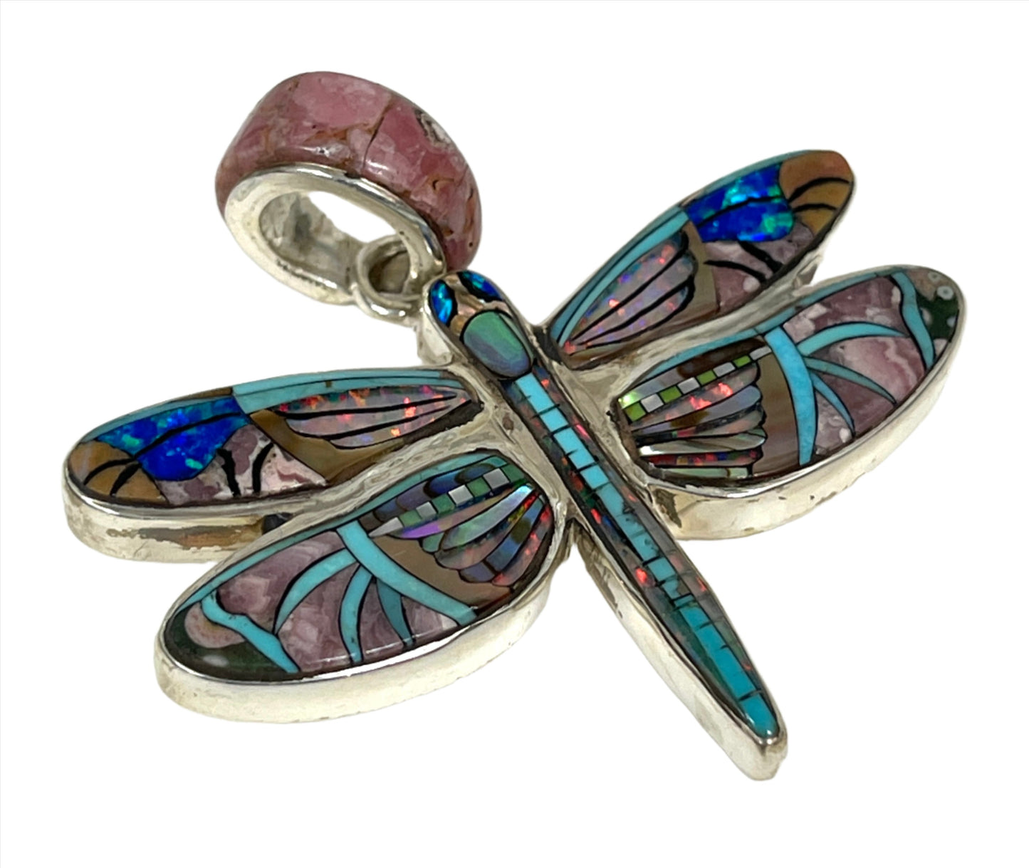 Inlaid Gemstone Butterfly Pendants by David Freeland