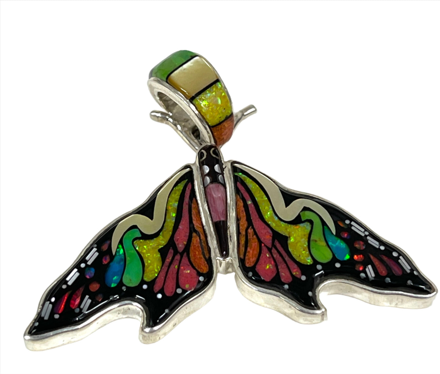 Inlaid Gemstone Butterfly Pendants by David Freeland