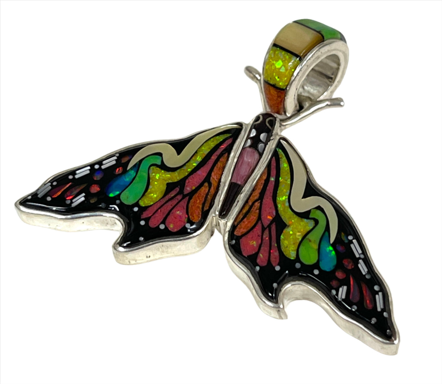Inlaid Gemstone Butterfly Pendants by David Freeland