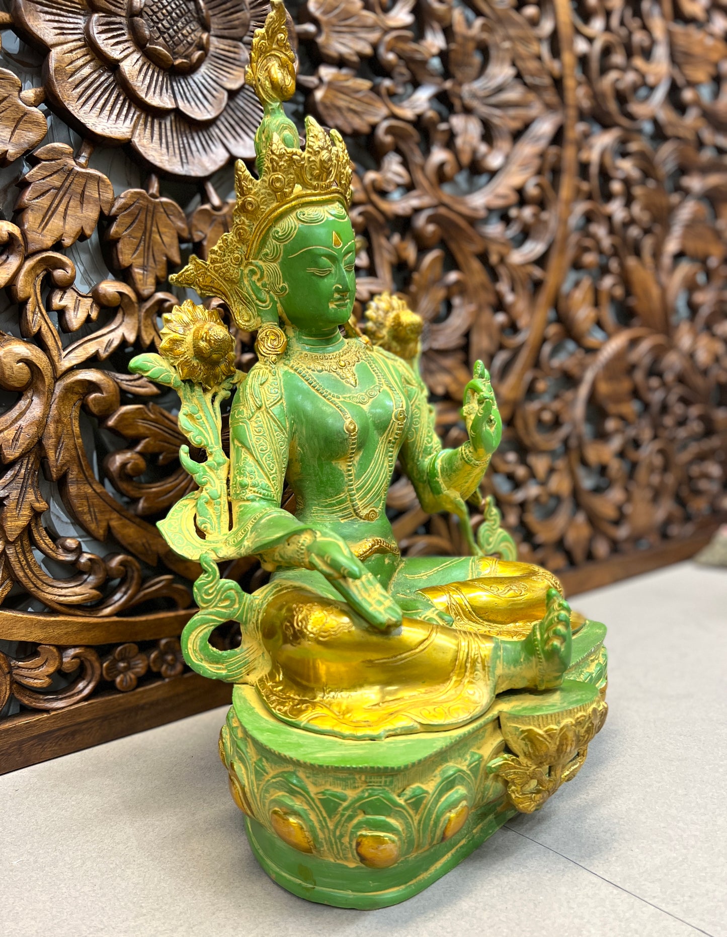 Green Tara Statues - Goddess of Healing 46cm x 28cm