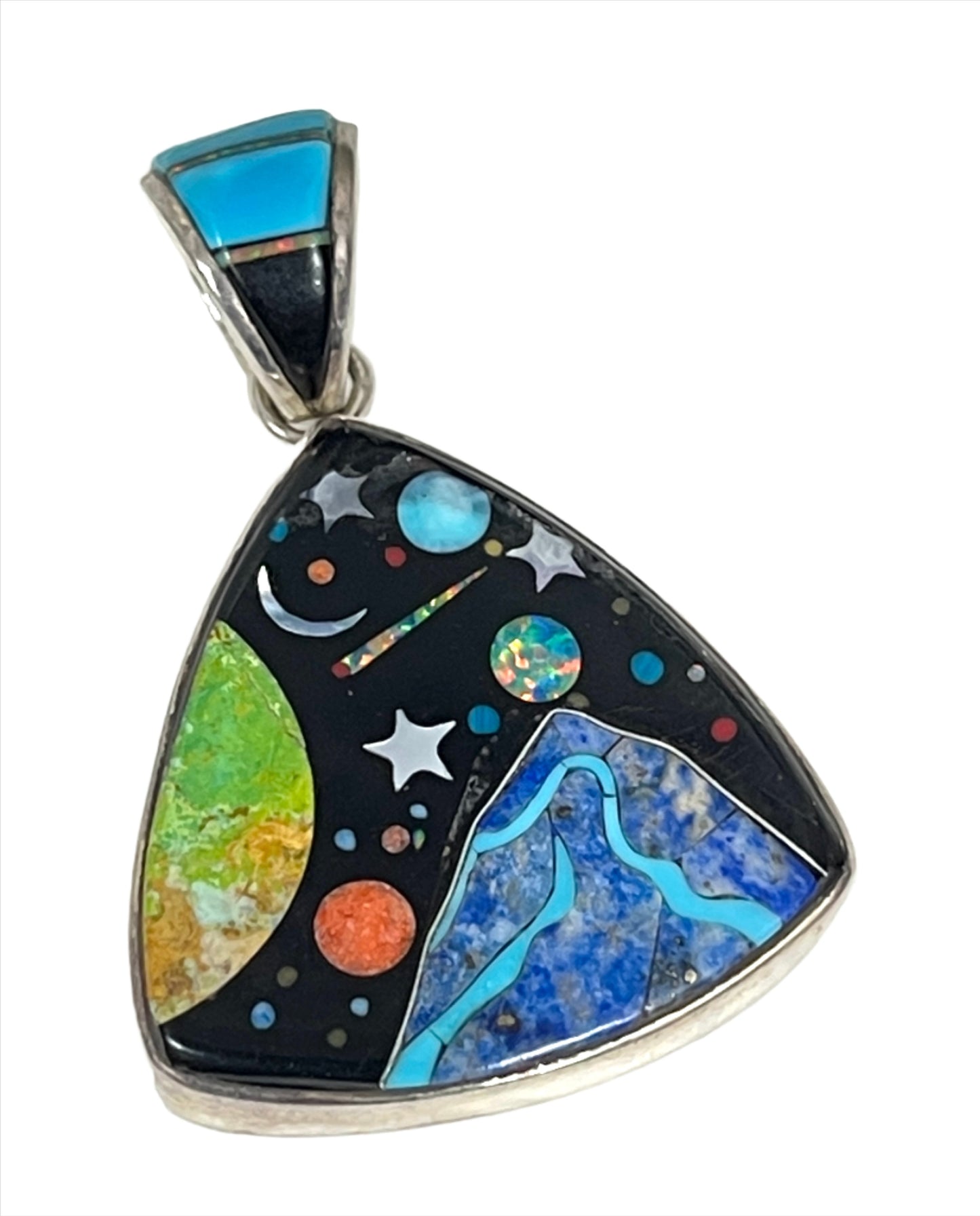 Inlaid Gemstone Galaxy Pendants by David Freeland