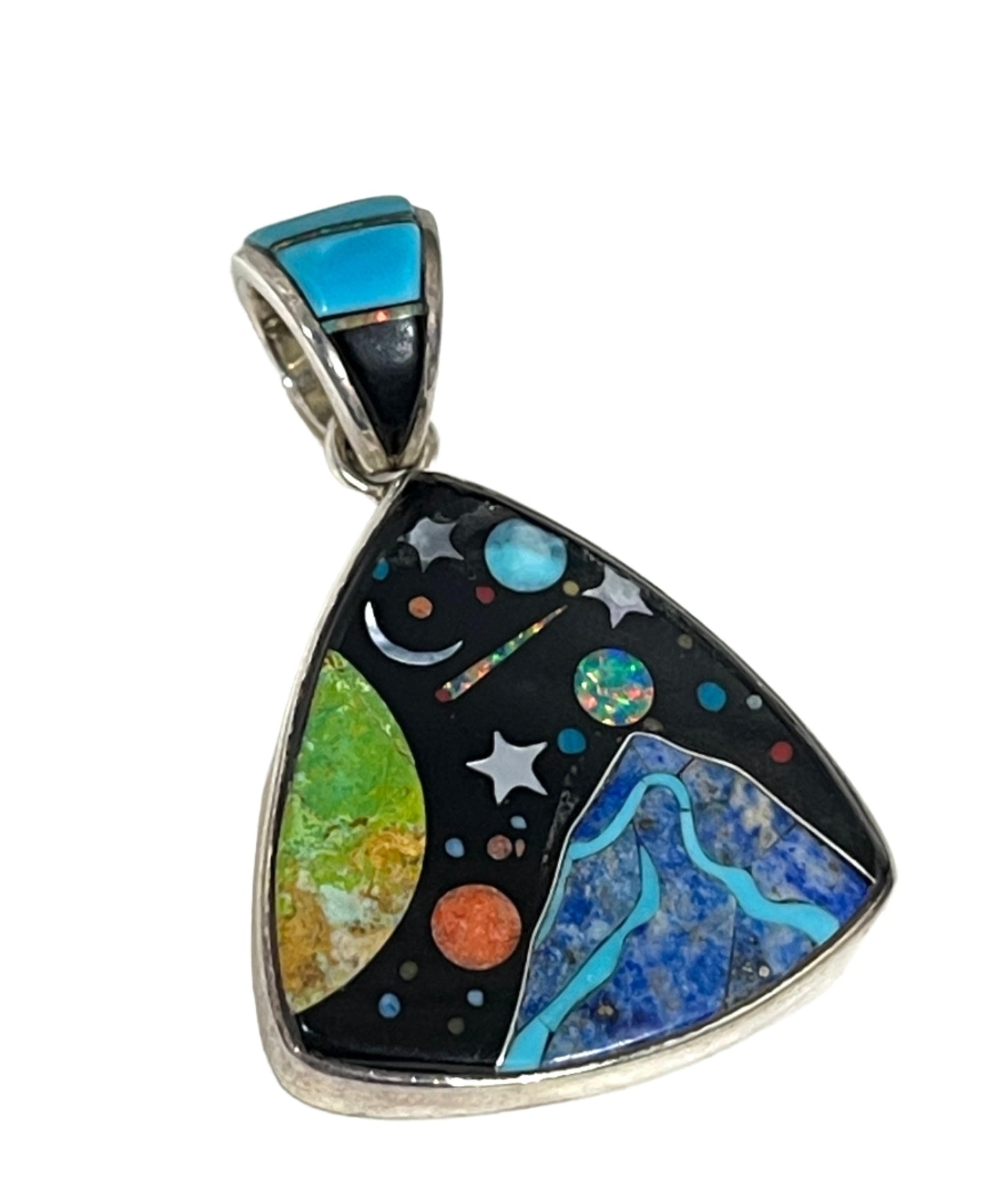 Inlaid Gemstone Galaxy Pendants by David Freeland