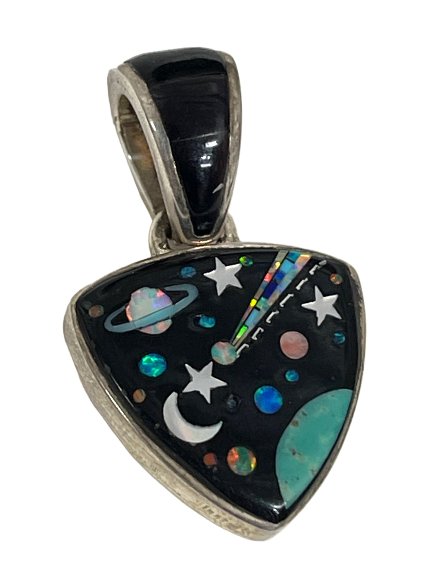 Inlaid Gemstone Galaxy Pendants by David Freeland