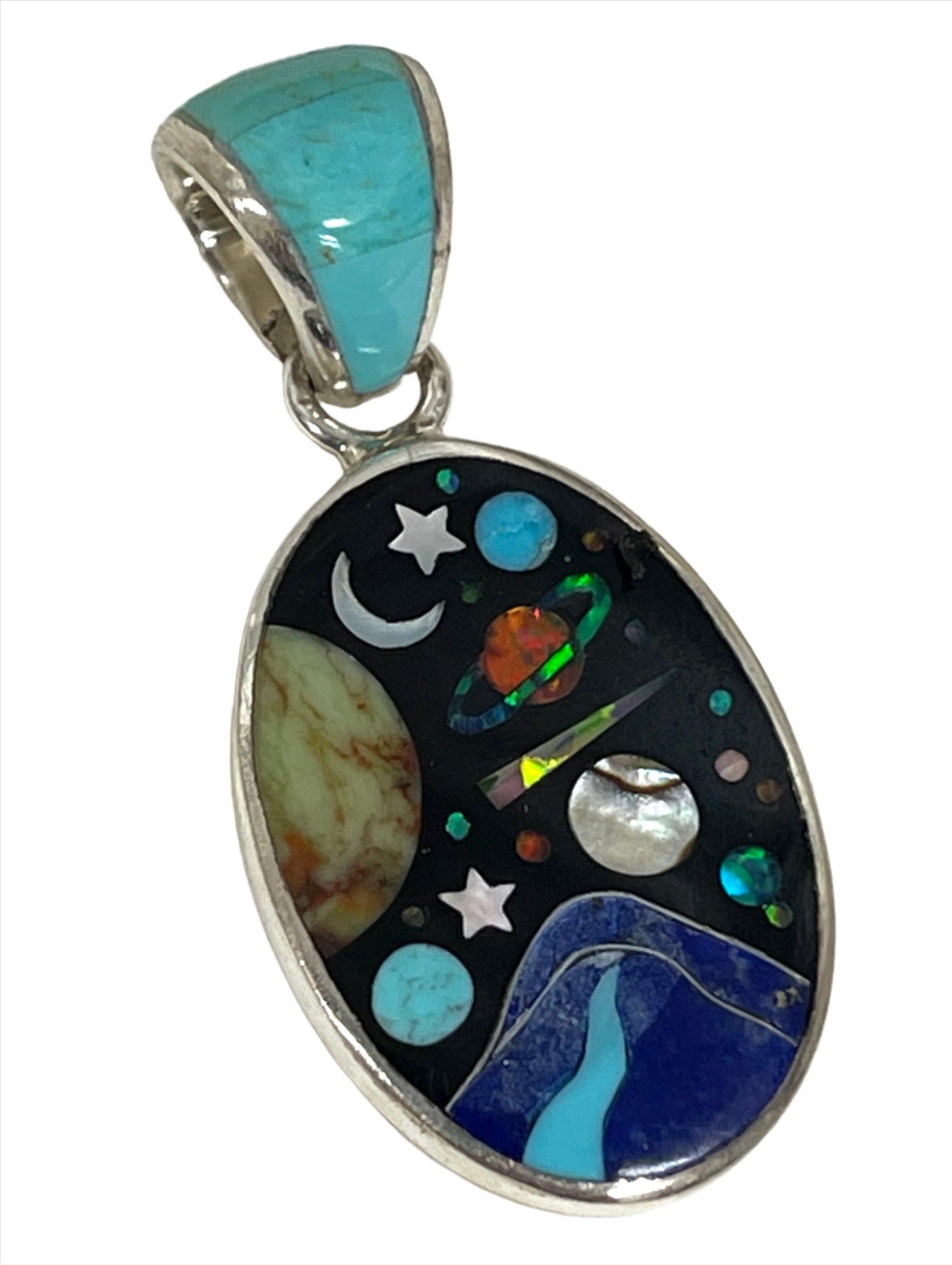 Inlaid Gemstone Galaxy Pendants by David Freeland