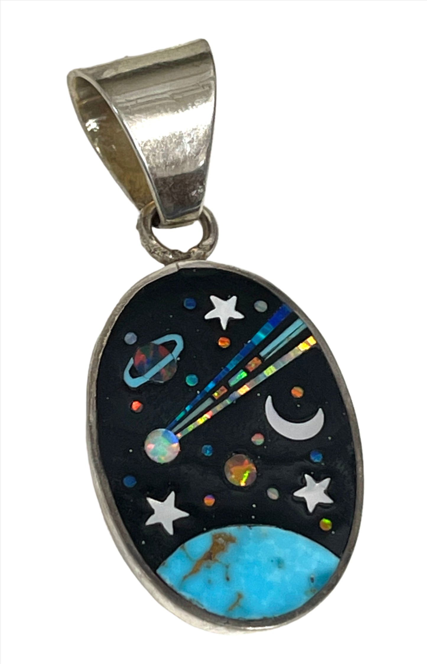 Inlaid Gemstone Galaxy Pendants by David Freeland