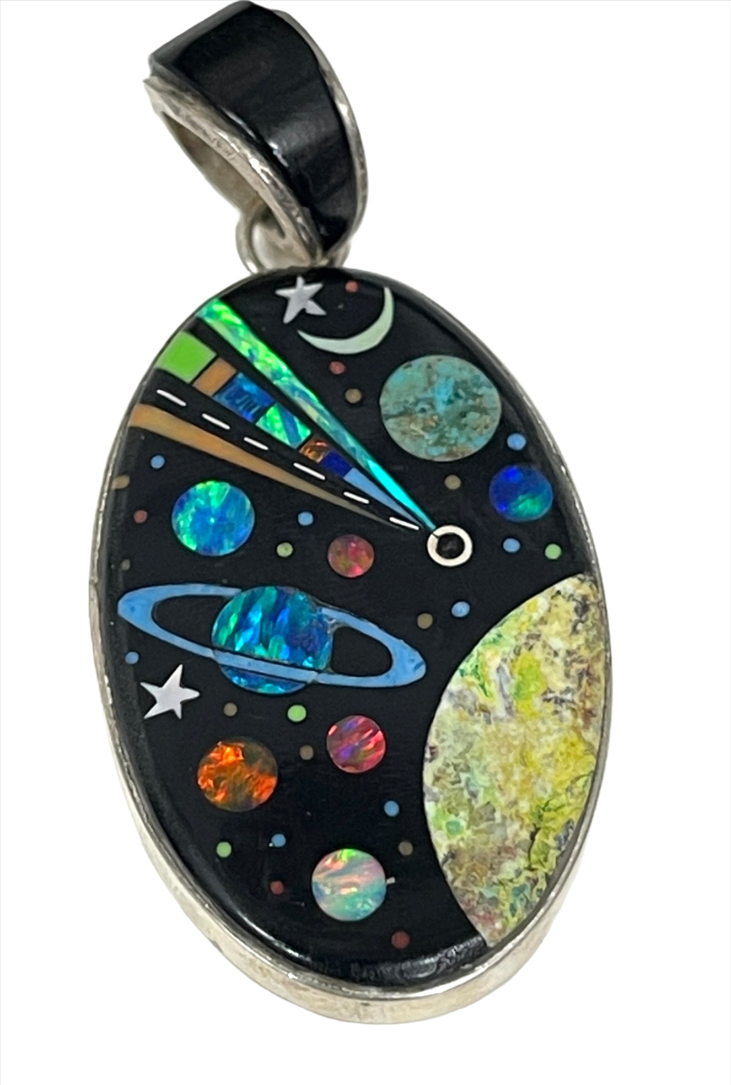Inlaid Gemstone Galaxy Pendants by David Freeland