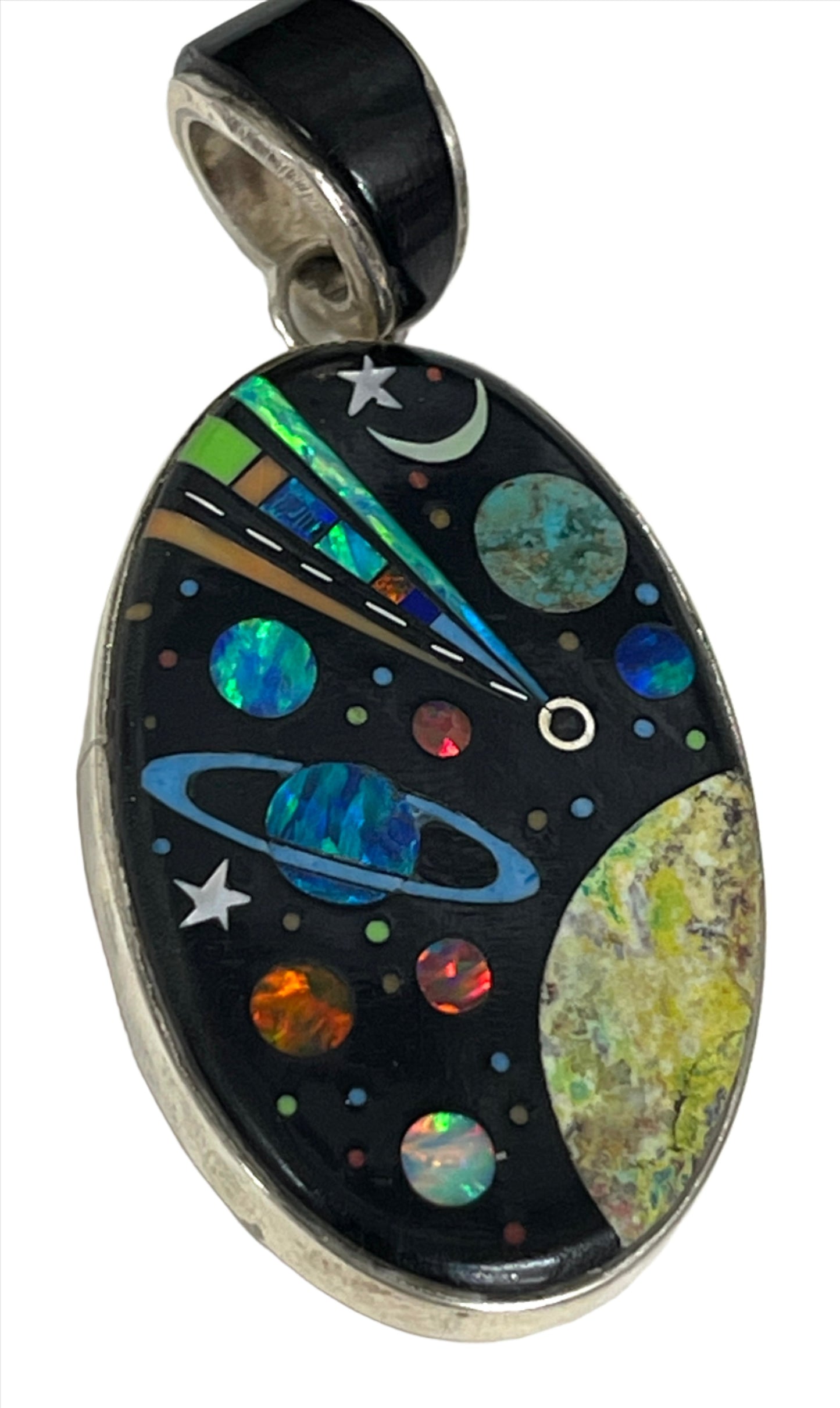 Inlaid Gemstone Galaxy Pendants by David Freeland
