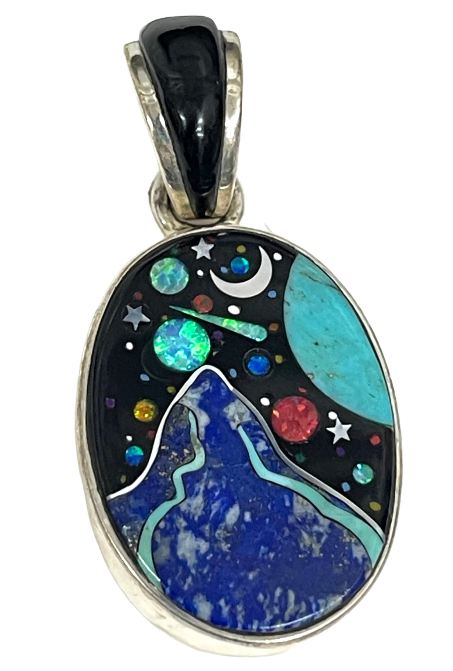 Inlaid Gemstone Galaxy Pendants by David Freeland