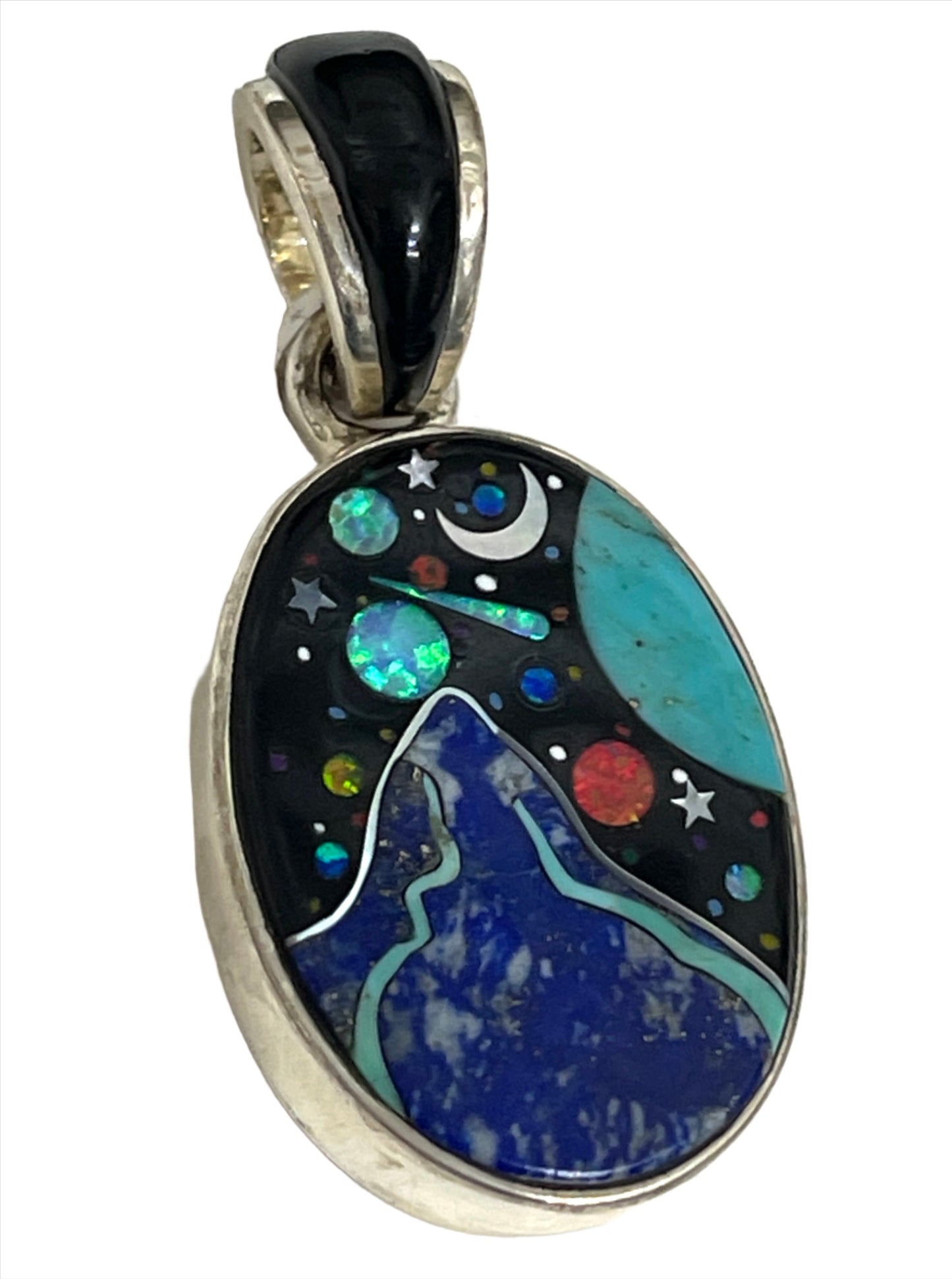 Inlaid Gemstone Galaxy Pendants by David Freeland