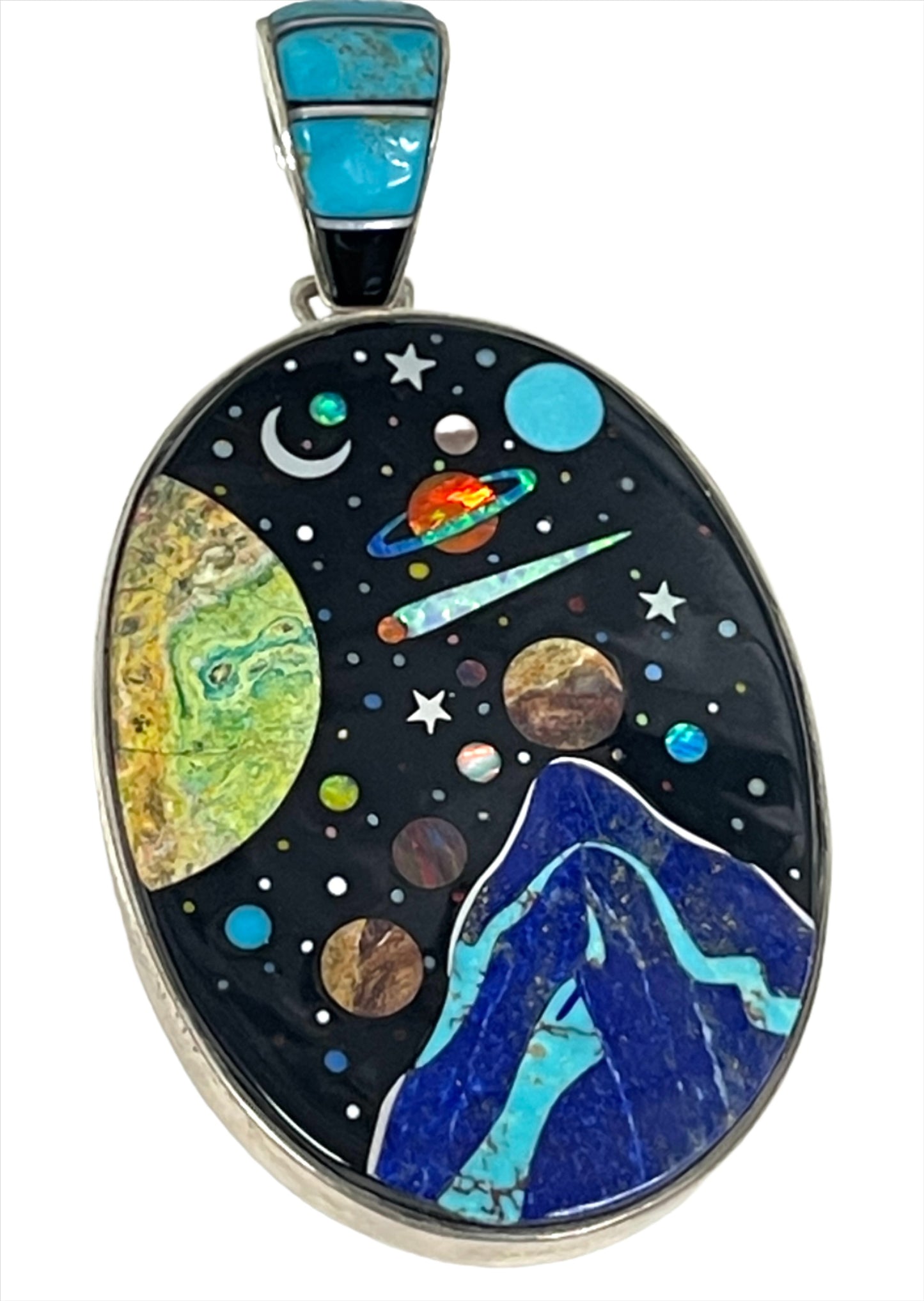 Inlaid Gemstone Galaxy Pendants by David Freeland