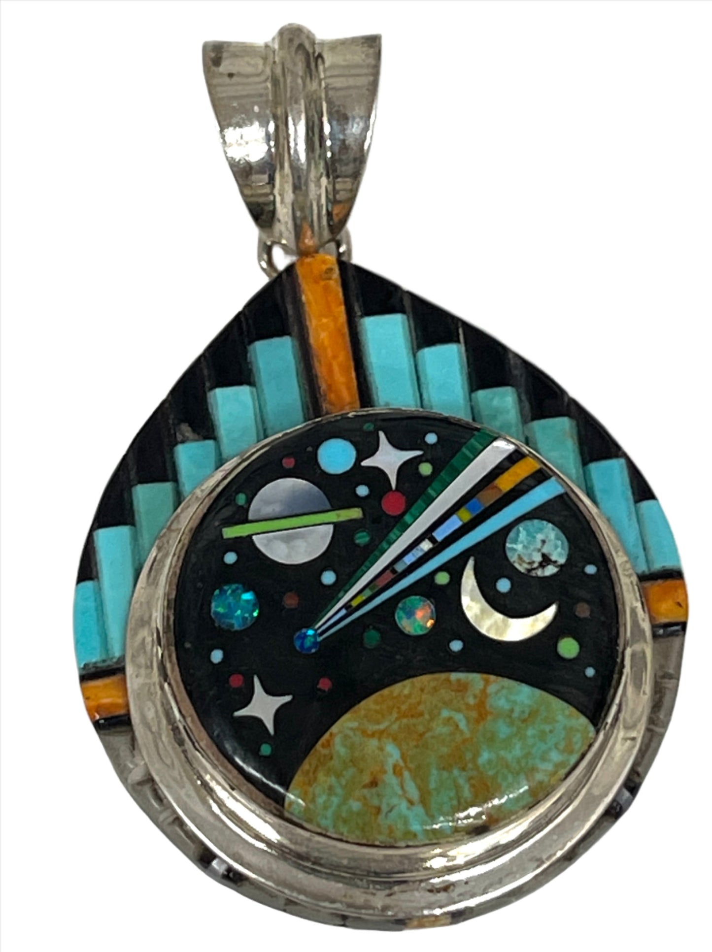 Inlaid Gemstone Galaxy Pendants by David Freeland