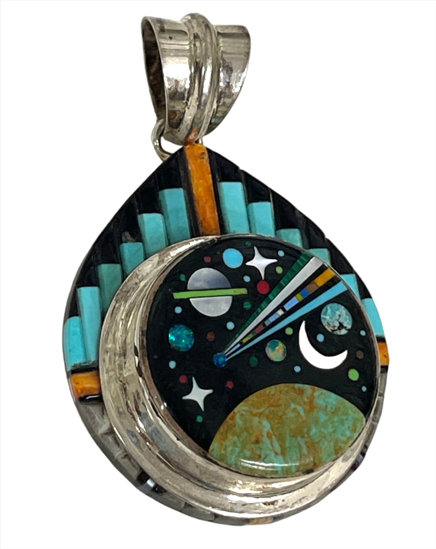 Inlaid Gemstone Galaxy Pendants by David Freeland