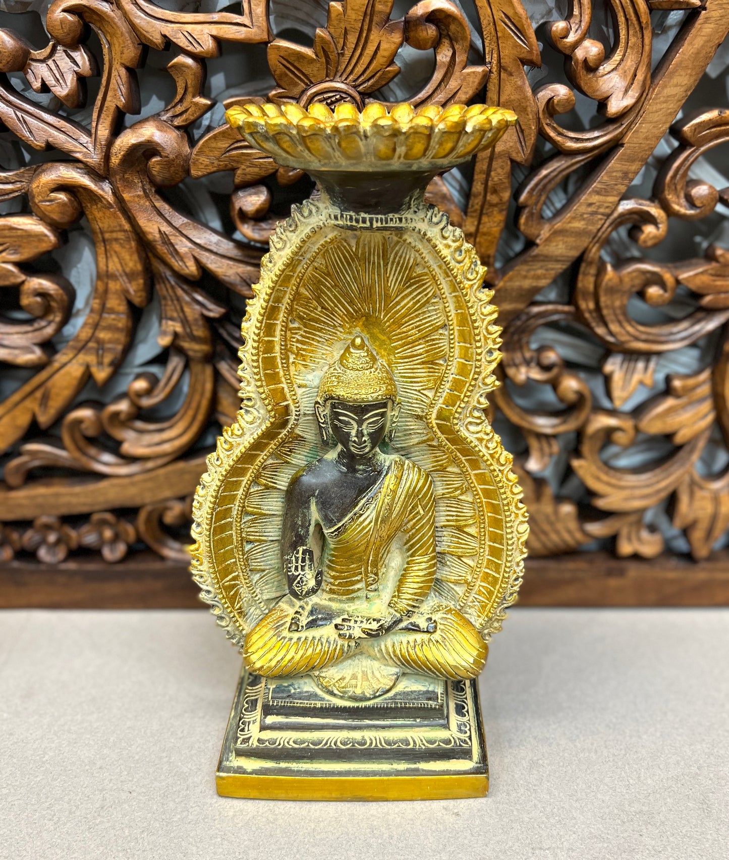 Abhaya Buddha Altar Candle Holder - 30cm x 17cm