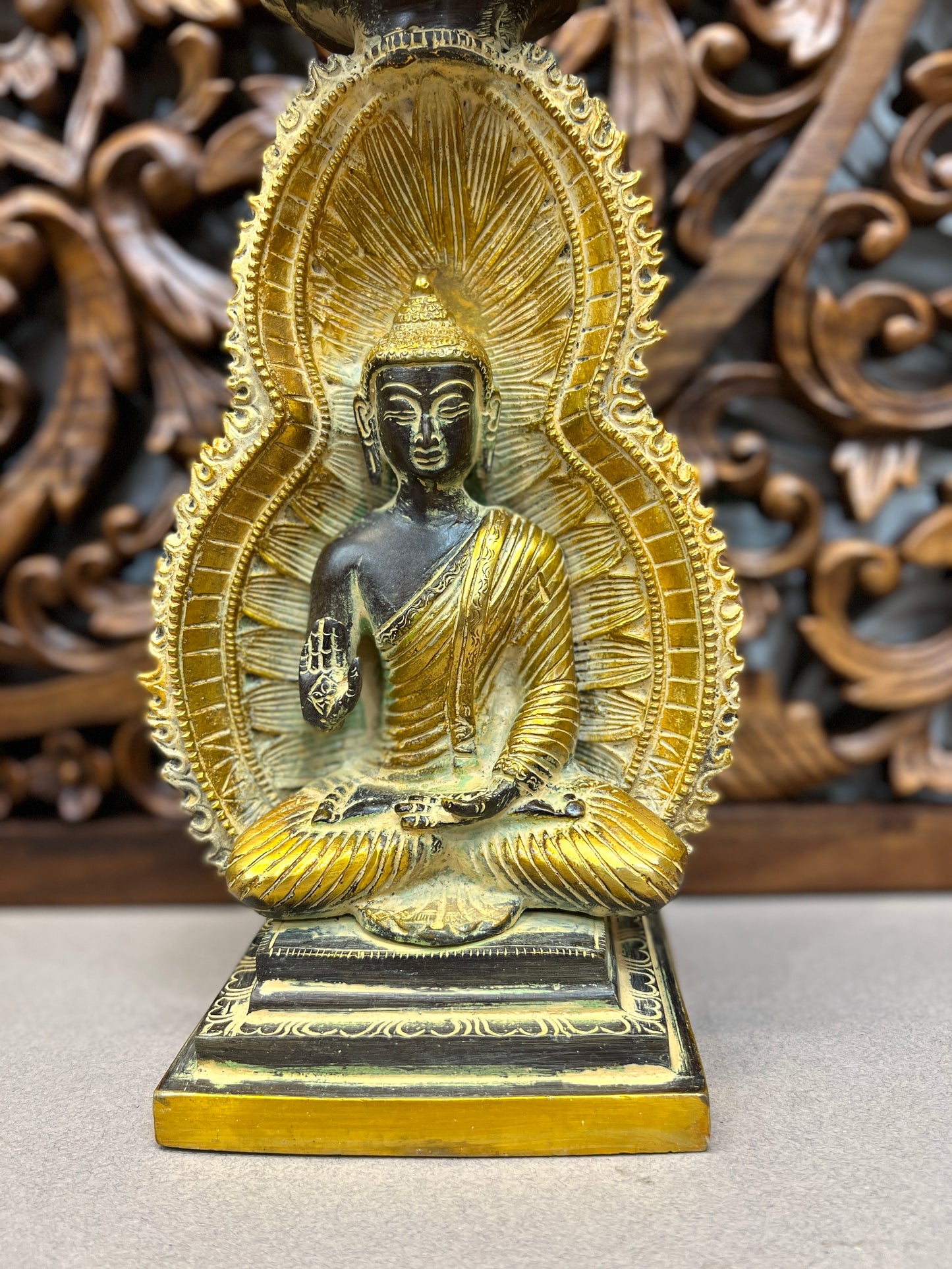 Abhaya Buddha Altar Candle Holder - 30cm x 17cm