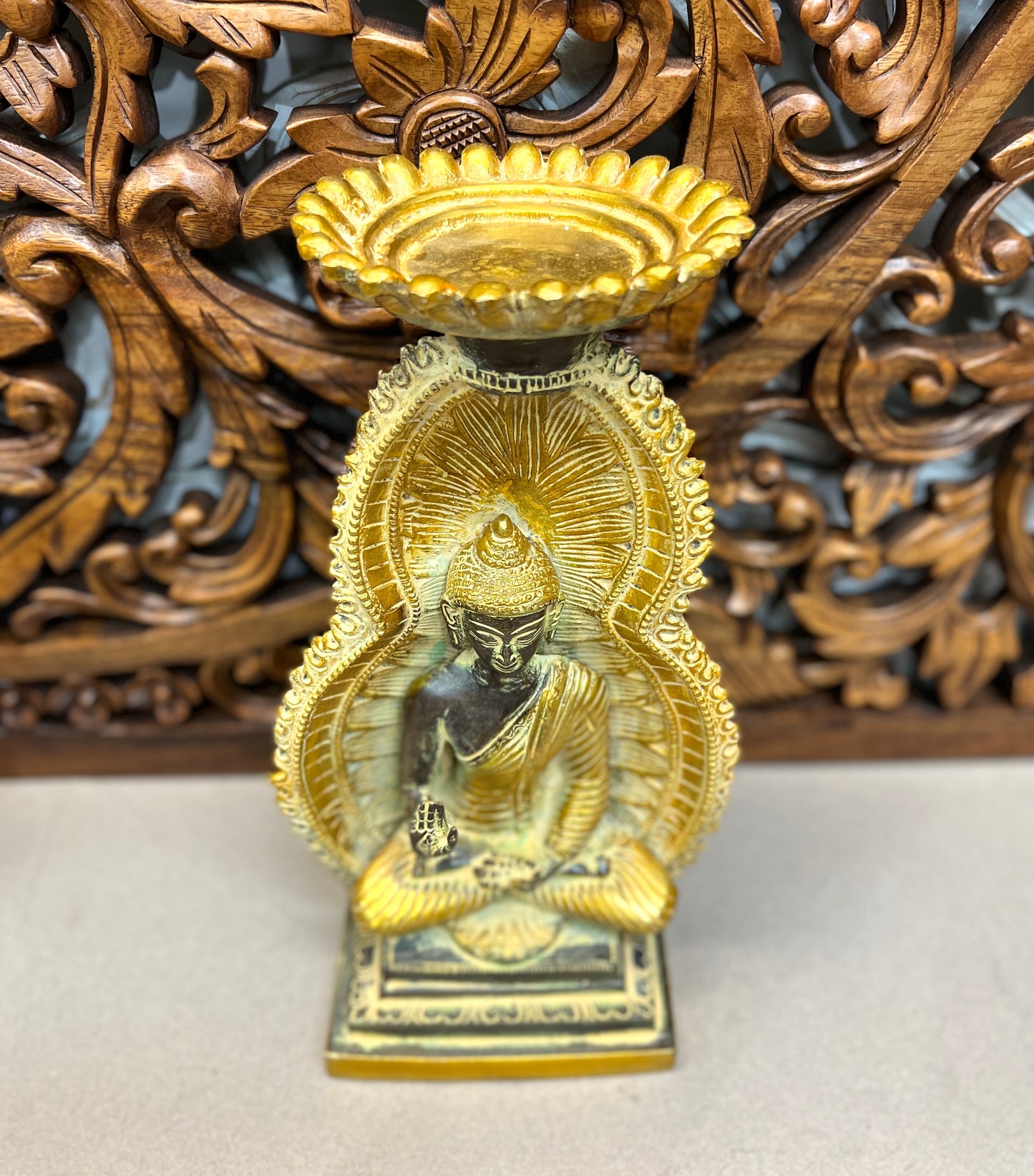Abhaya Buddha Altar Candle Holder - 30cm x 17cm