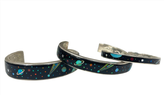 Inlaid Gemstone Galaxy Cuff Bracelets by David Freeland