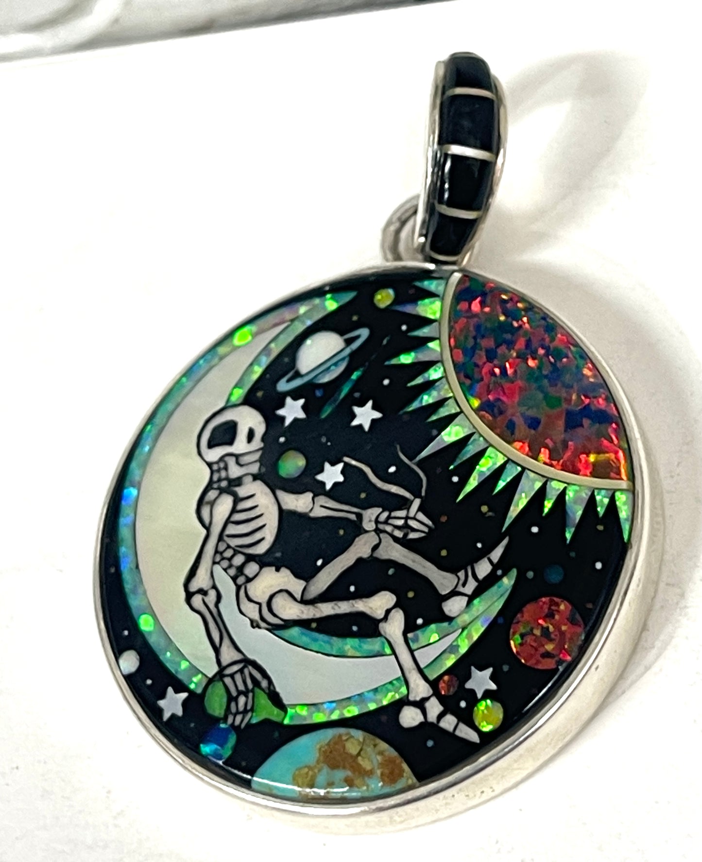 Inlaid Gemstone Grateful Dead Pendants by David Freeland