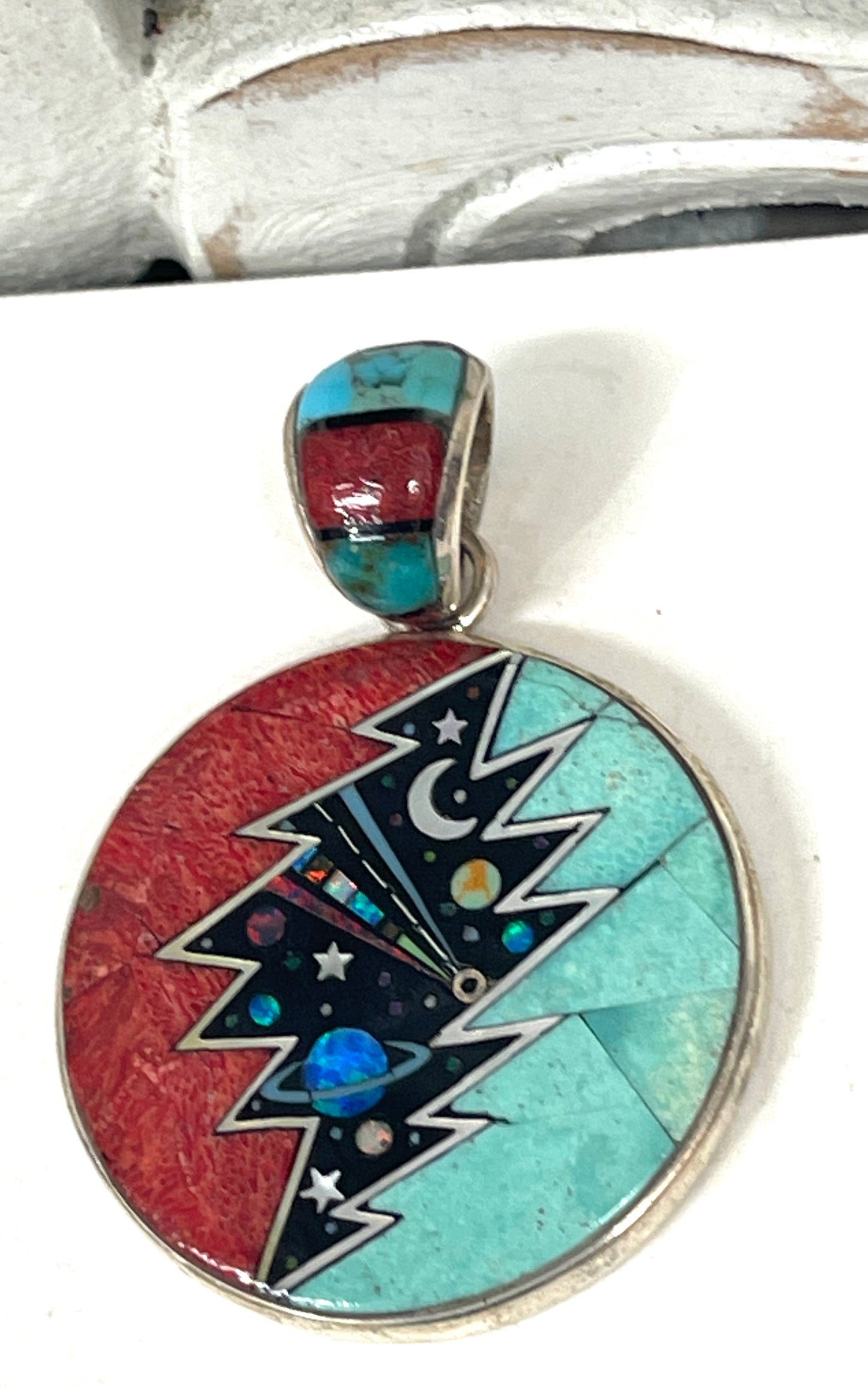 Inlaid Gemstone Grateful Dead Stealie Pendants by David Freeland
