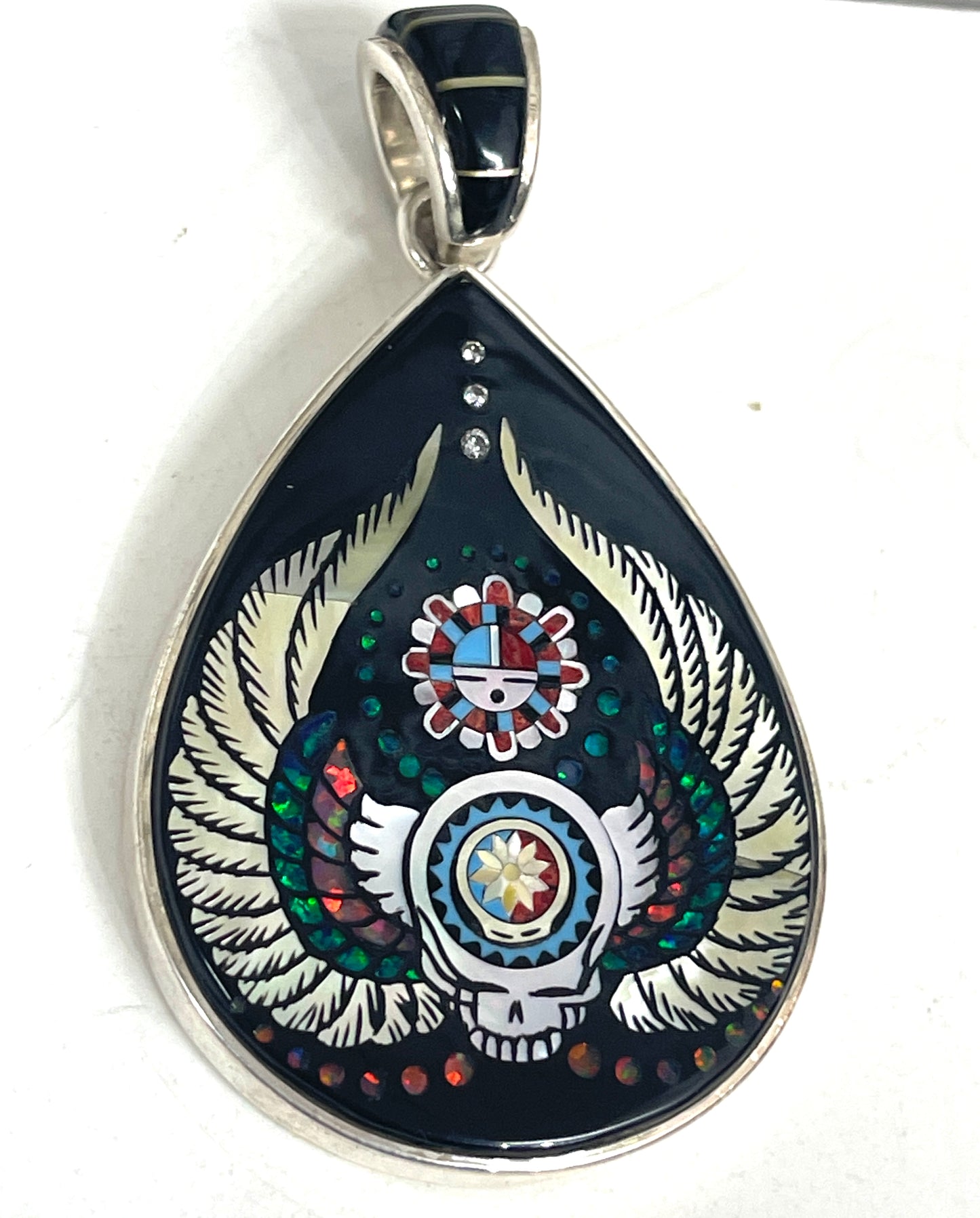 Inlaid Gemstone Grateful Dead Pendants by David Freeland