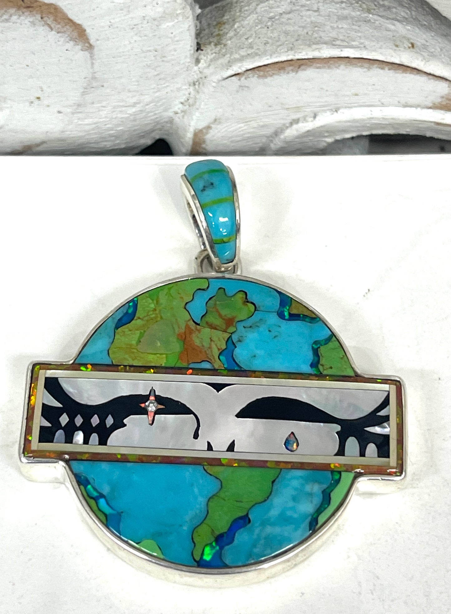 Inlaid Gemstone Grateful Dead Pendants by David Freeland