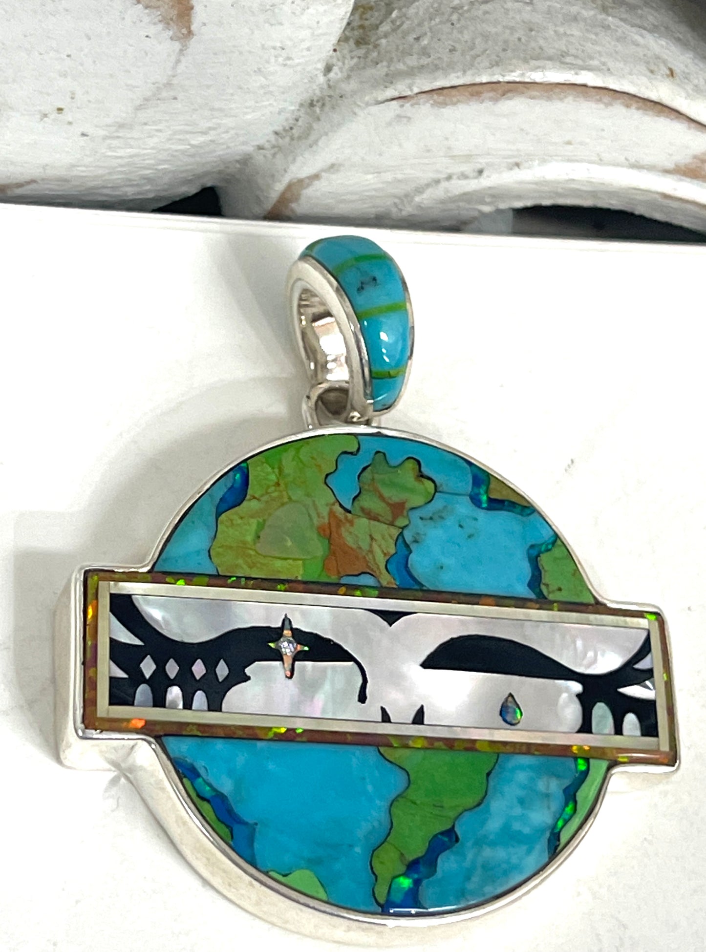 Inlaid Gemstone Grateful Dead Pendants by David Freeland