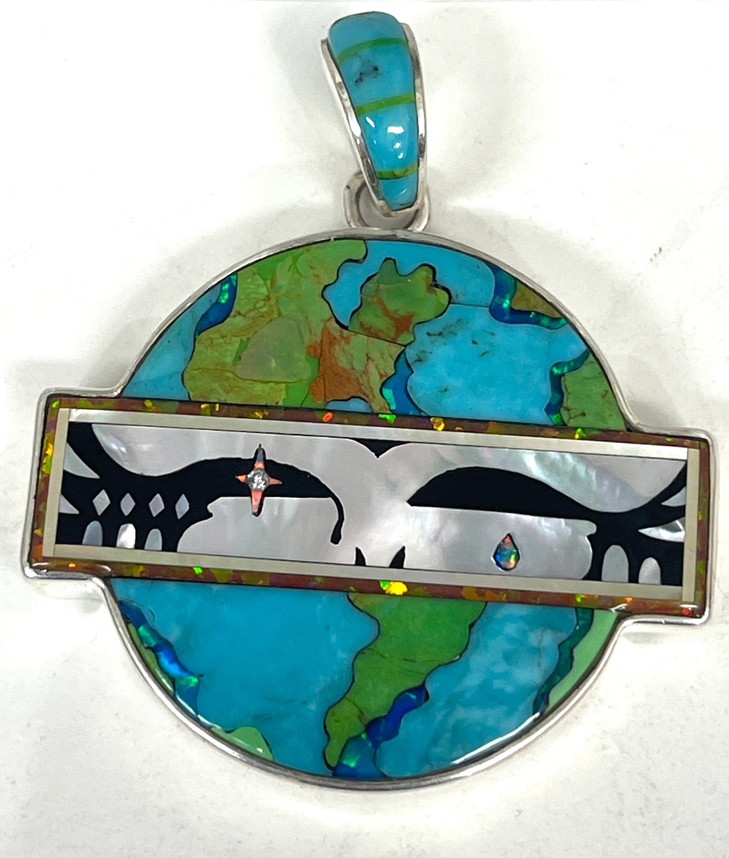 Inlaid Gemstone Grateful Dead Pendants by David Freeland