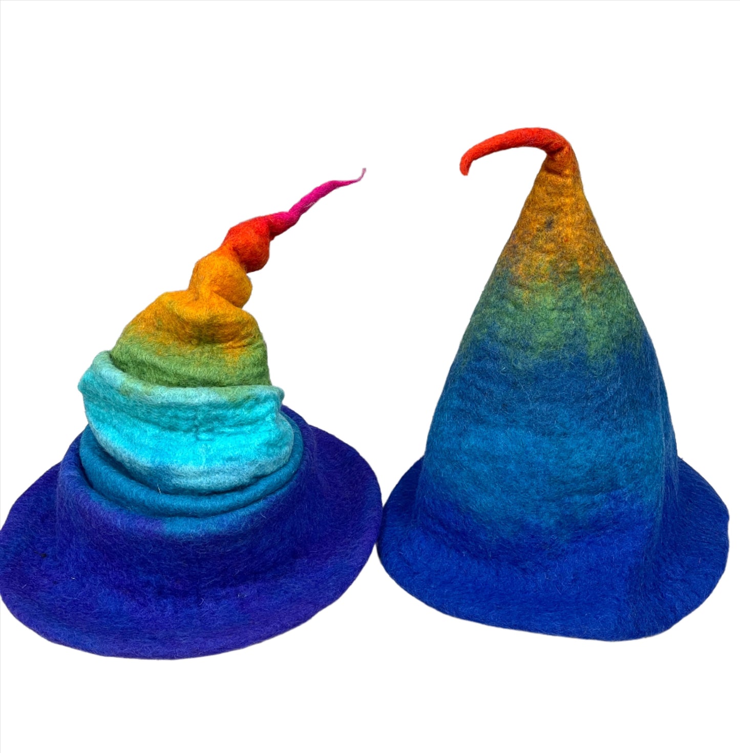 Hand felted Rainbow Hats