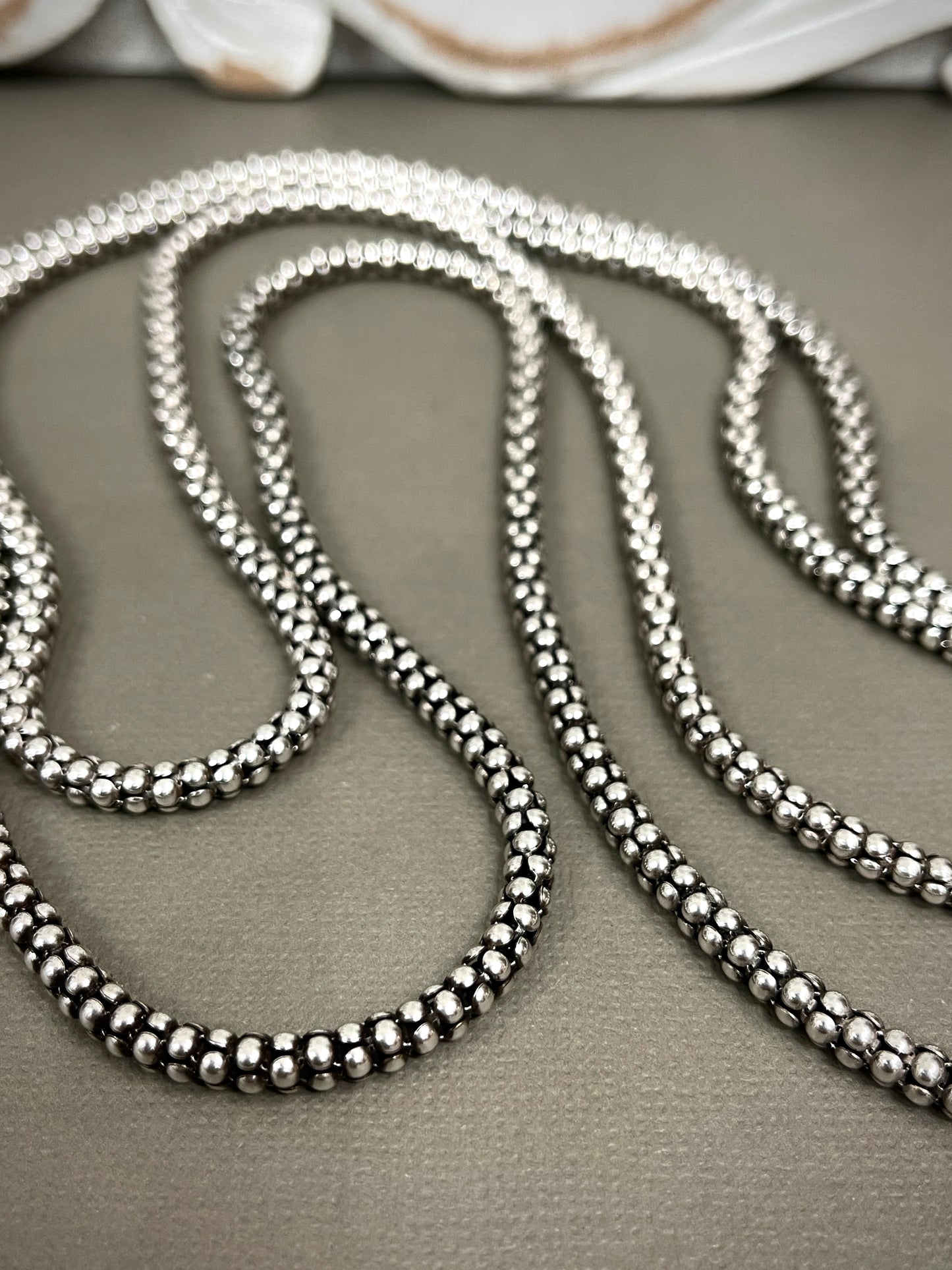 4.4mm Sterling Thai Antiqued Popcorn Chains - 30"-34"