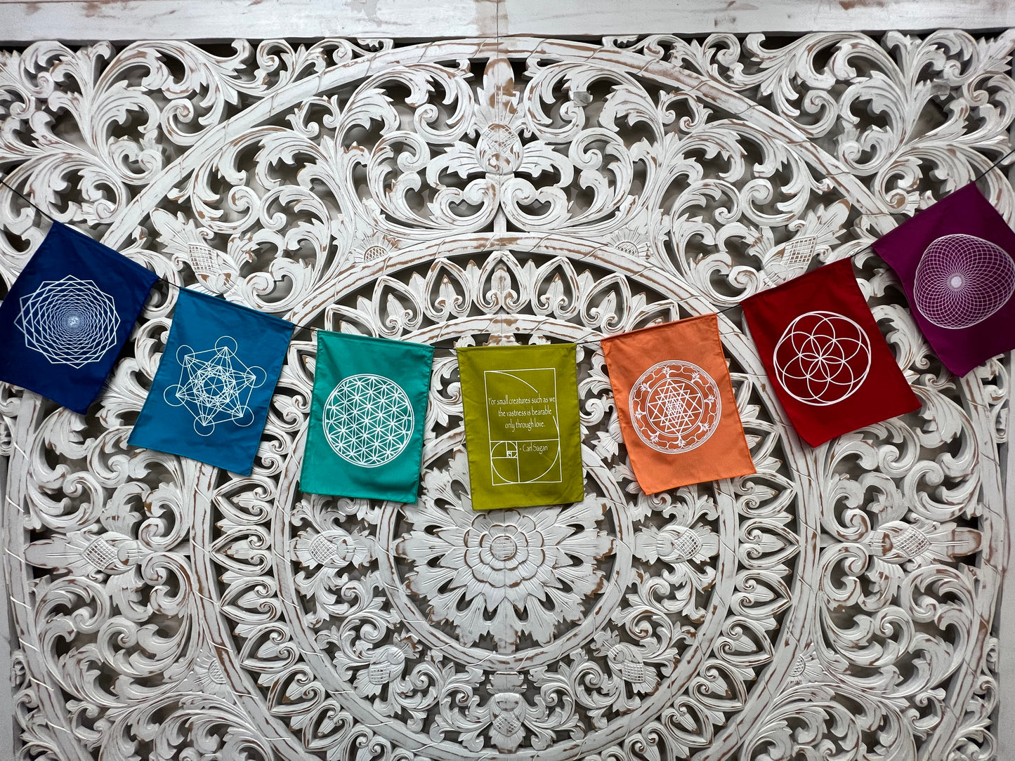 Large Sacred Geometry Symbols Garden Prayer Flags