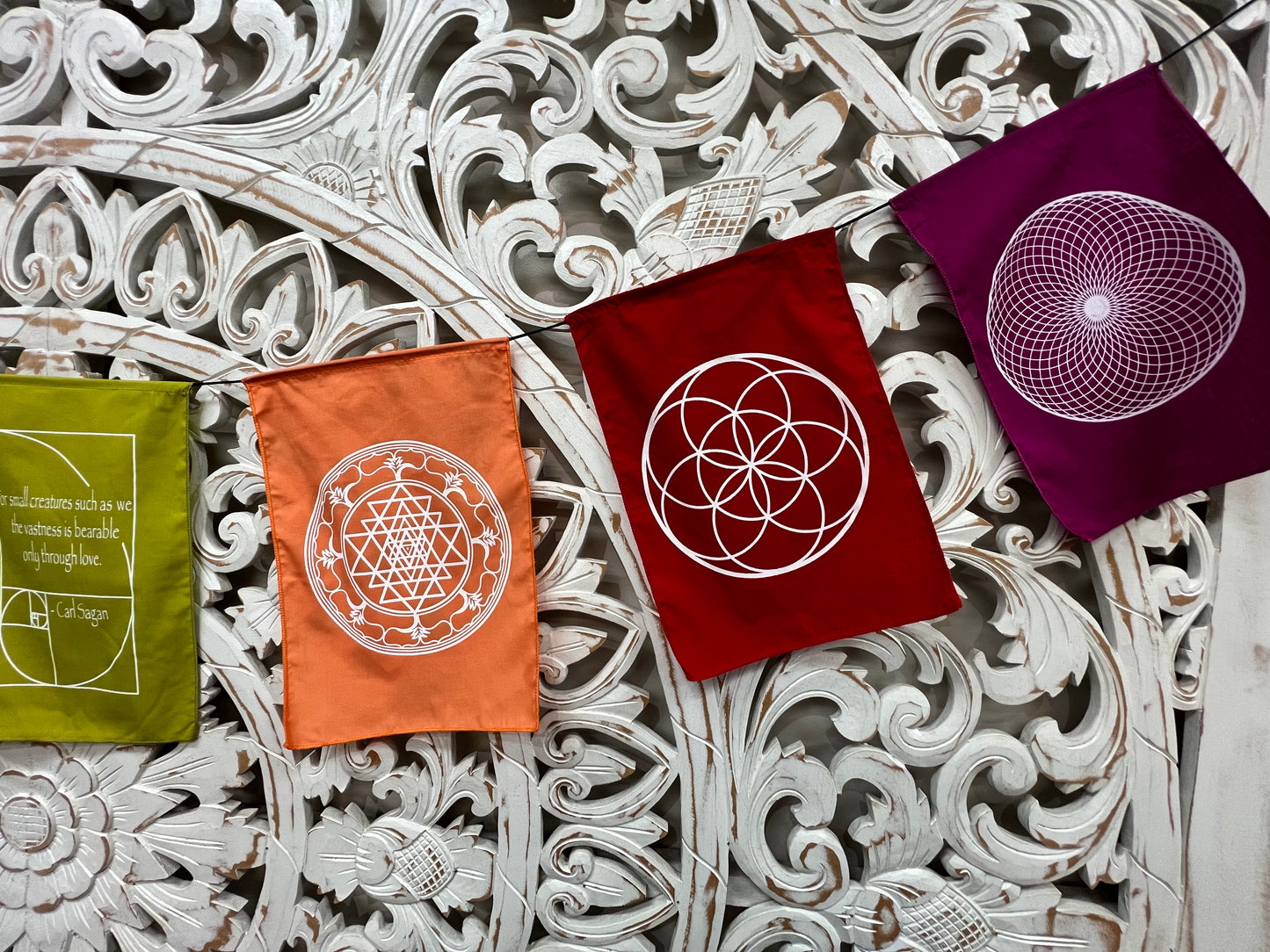 Large Sacred Geometry Symbols Garden Prayer Flags