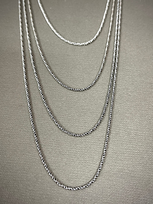 1.2mm Sterling Thai Twisted Rope Chains - 16"-22"