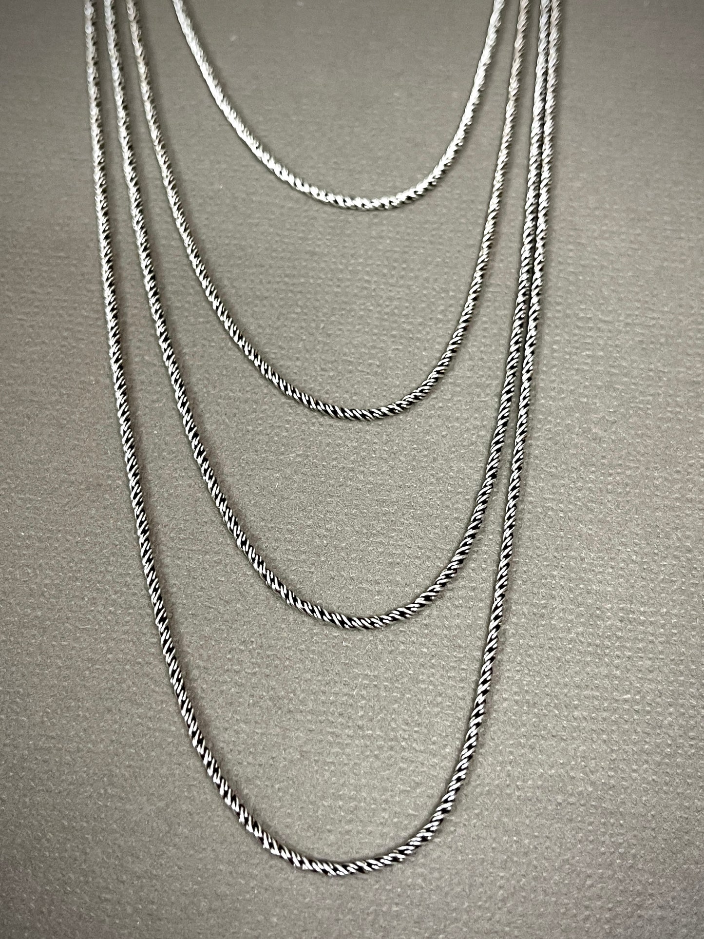 1.2mm Sterling Thai Twisted Rope Chains - 16"-22"