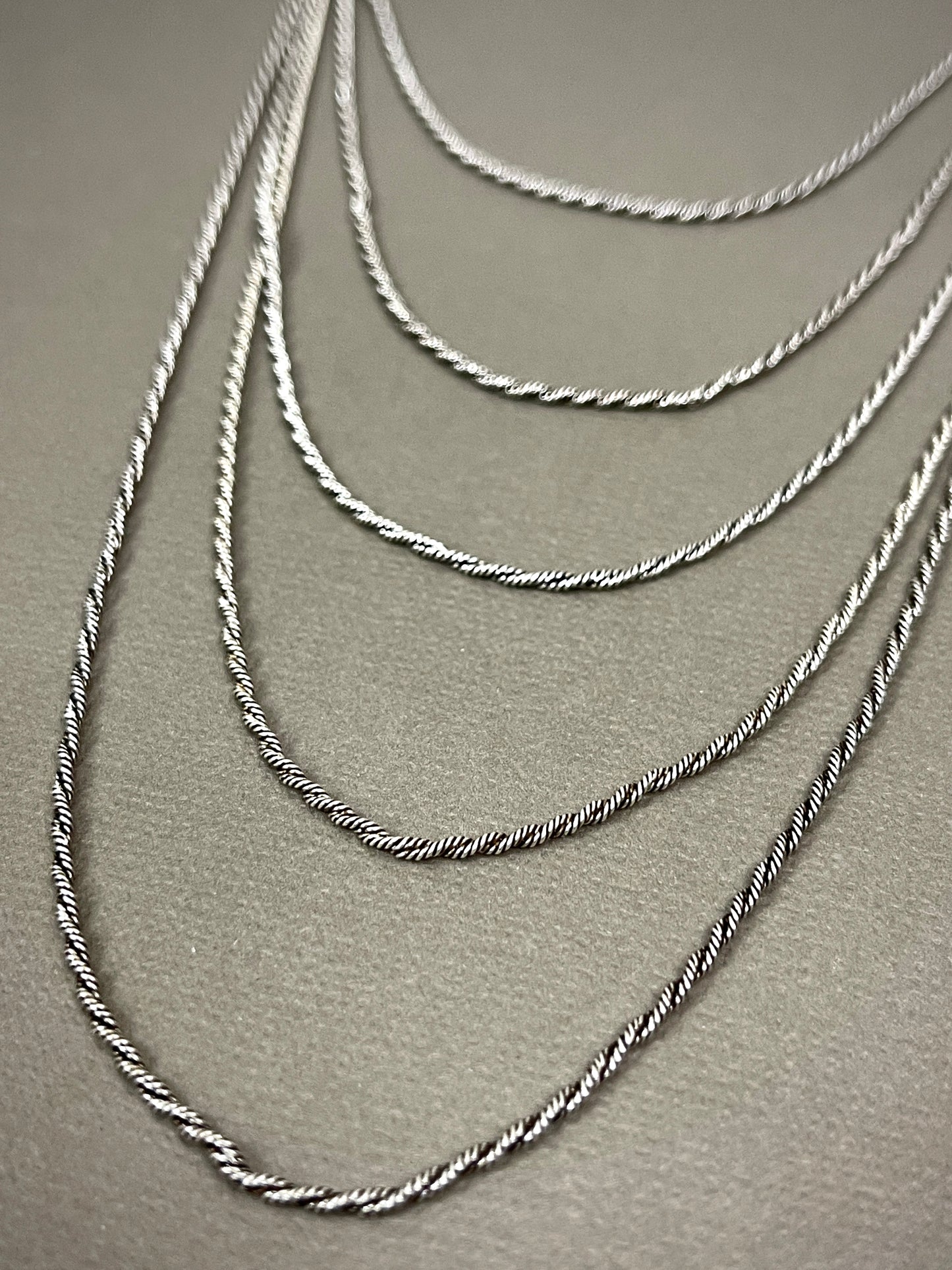 1.5mm Sterling Thai Twisted Smooth Rope Chains - 16"-24"
