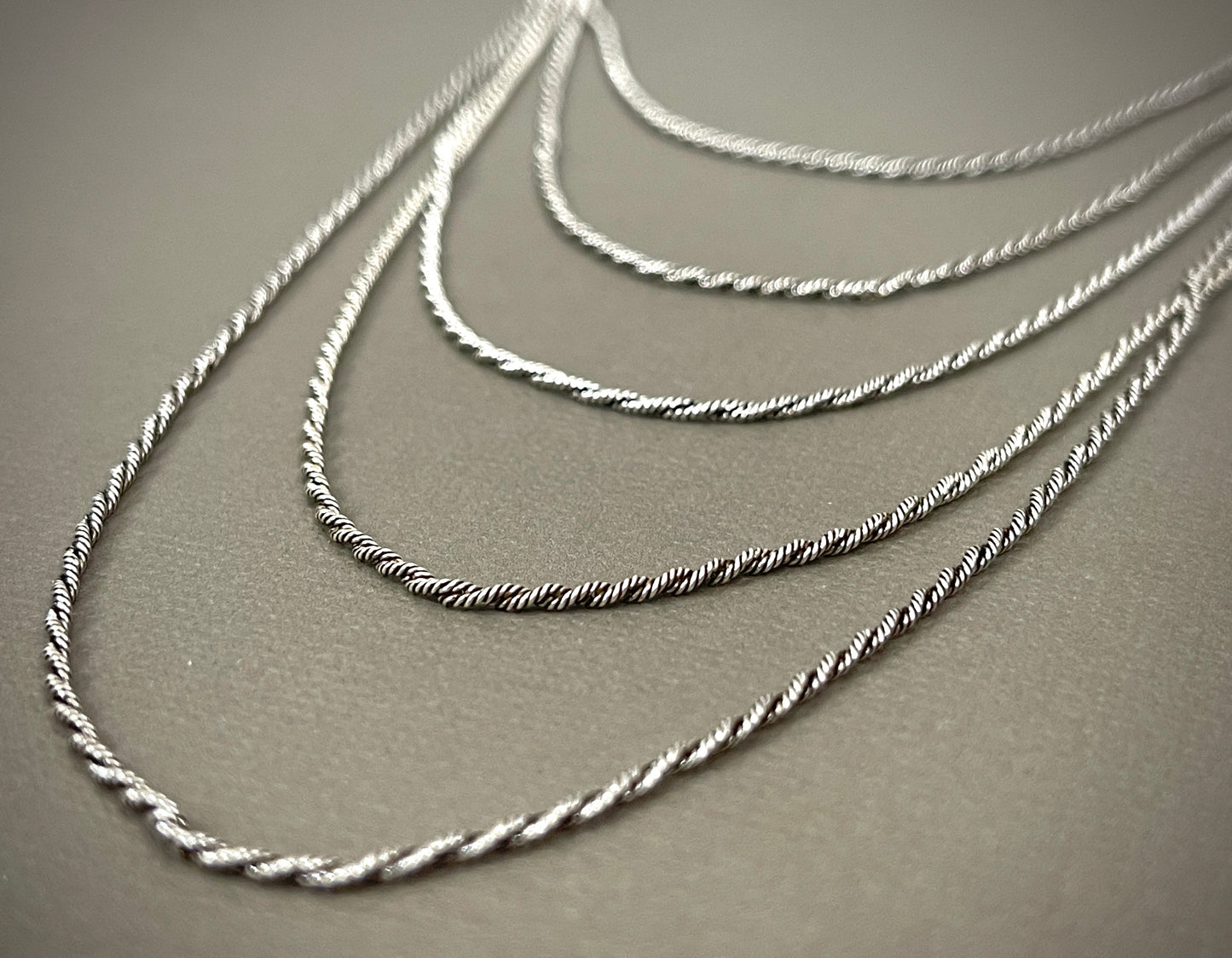 1.5mm Sterling Thai Twisted Smooth Rope Chains - 16"-24"