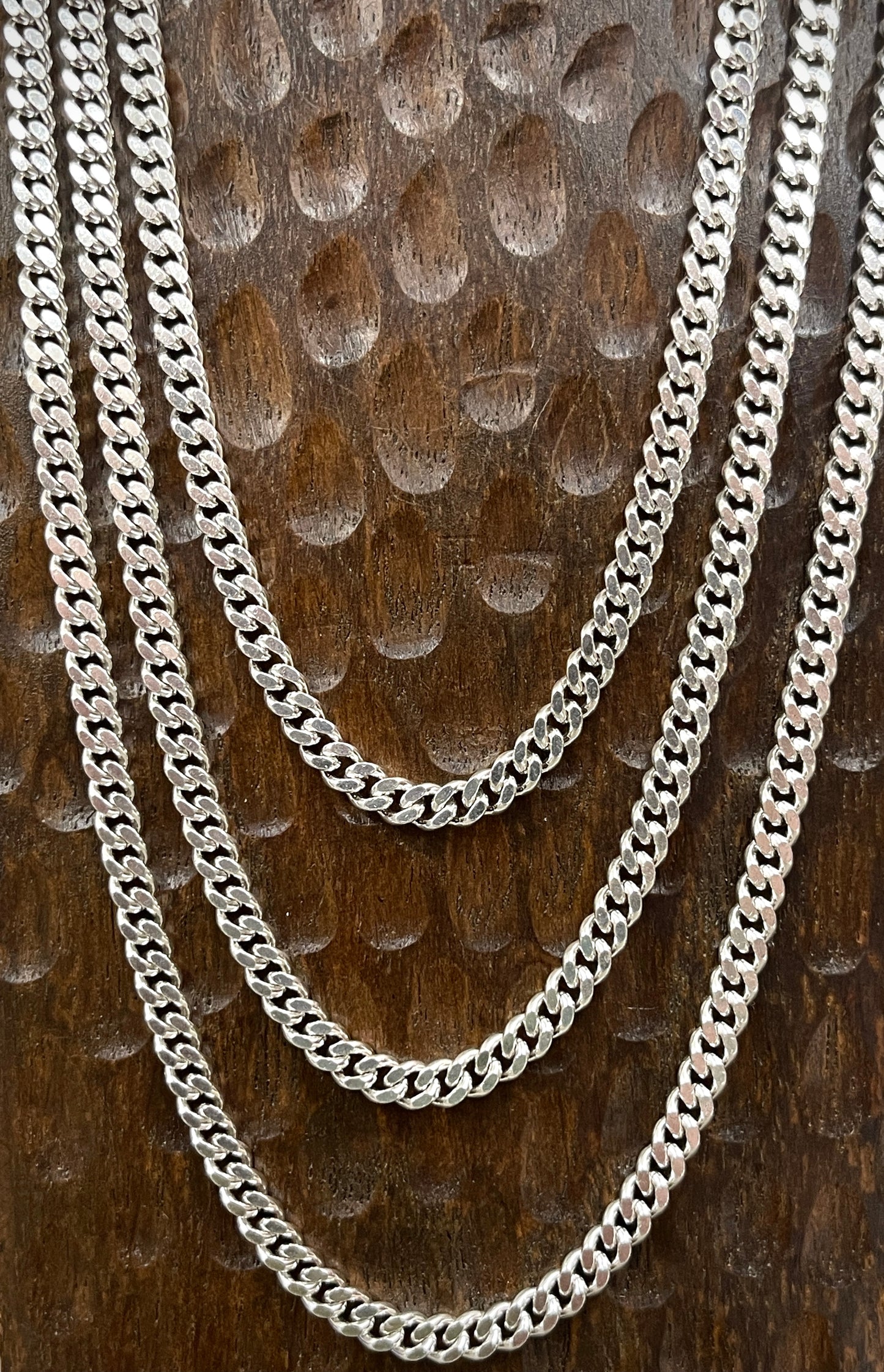 4mm Sterling Curb Chains - 18"-24"