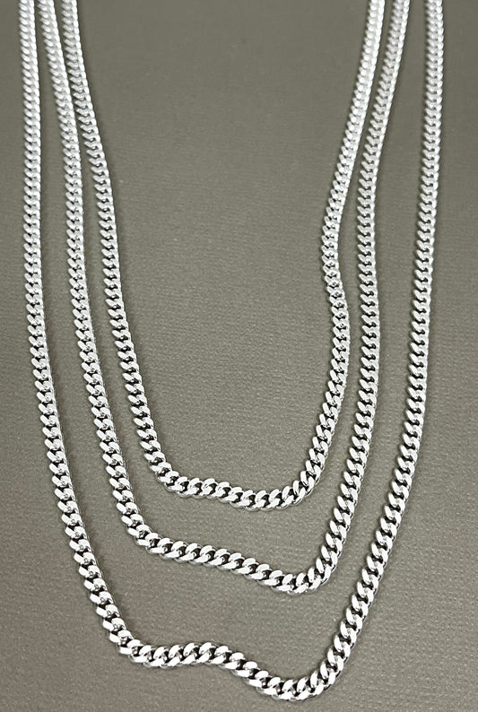 4mm Sterling Curb Chains - 18"-24"
