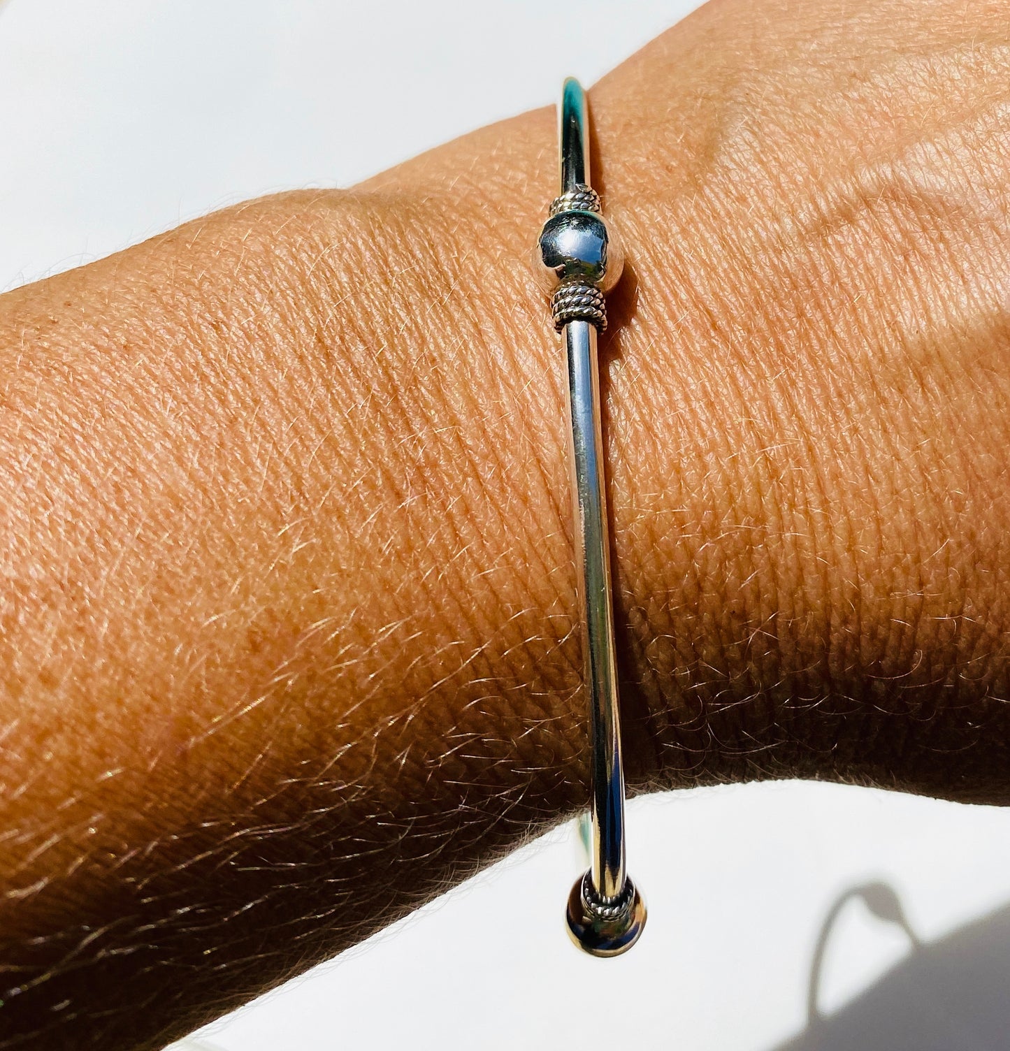 Sterling Silver (925) Ball Bangle Bracelet