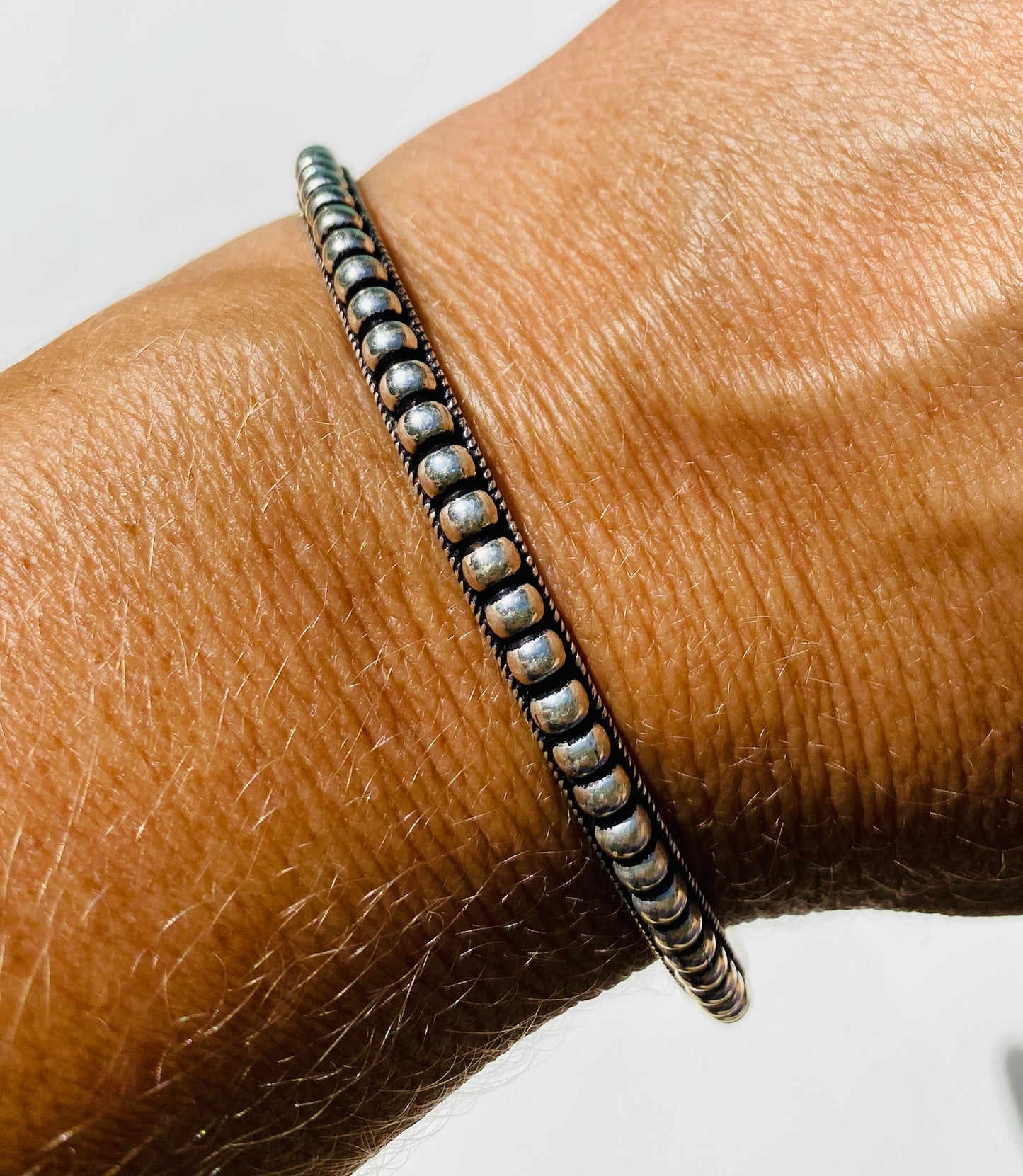 Sterling Silver (925) Tribal large dot Bangle Bracelets