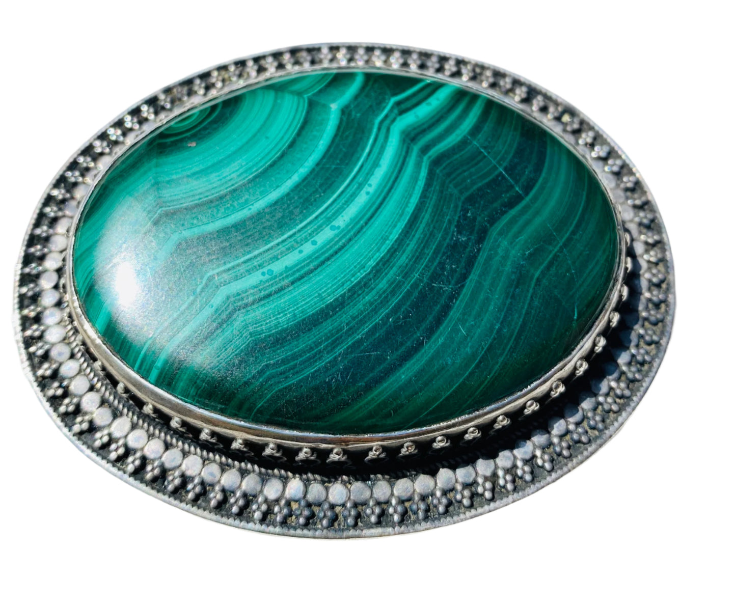 Handmade Sterling Silver Malachite Belt Buckles