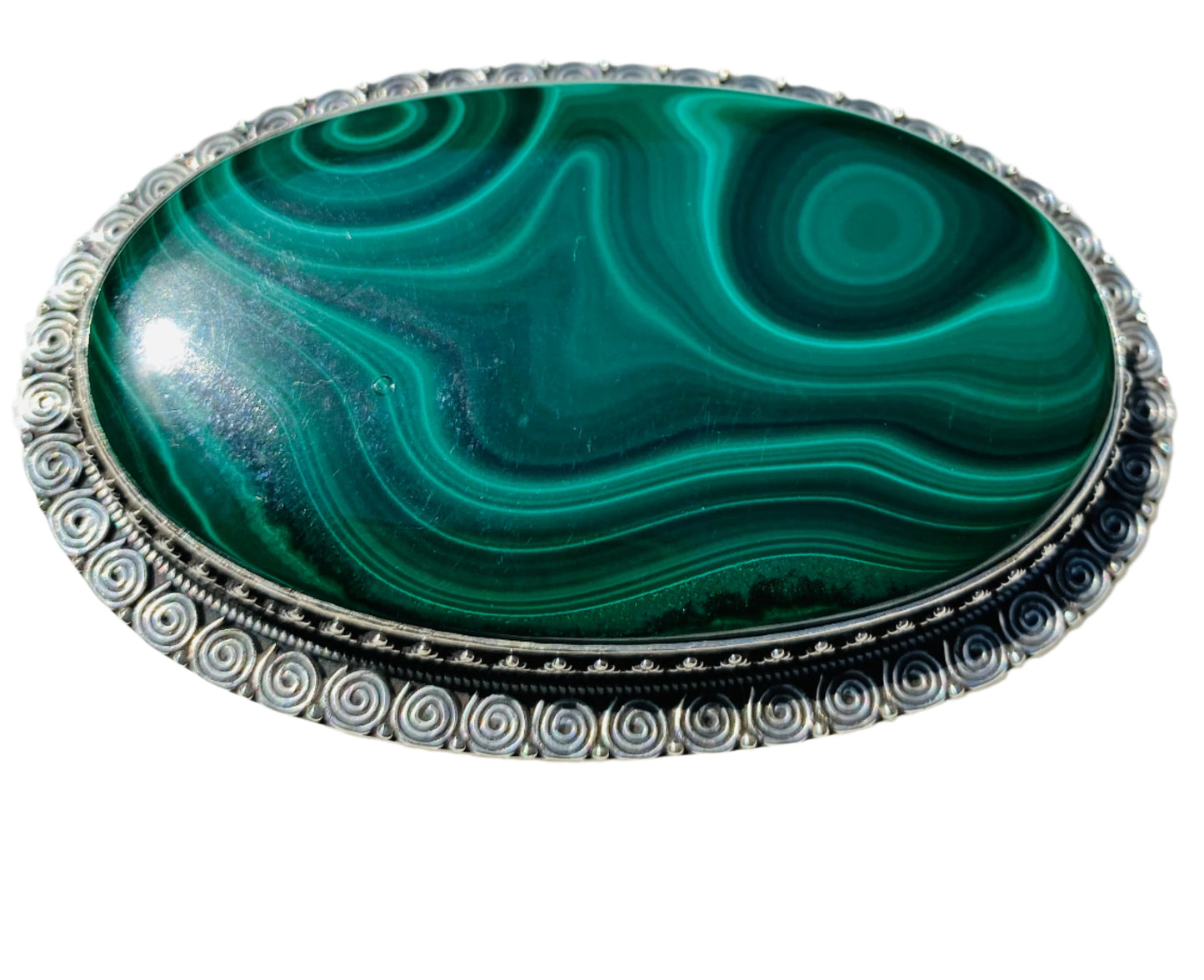 Handmade Sterling Silver Malachite Belt Buckles