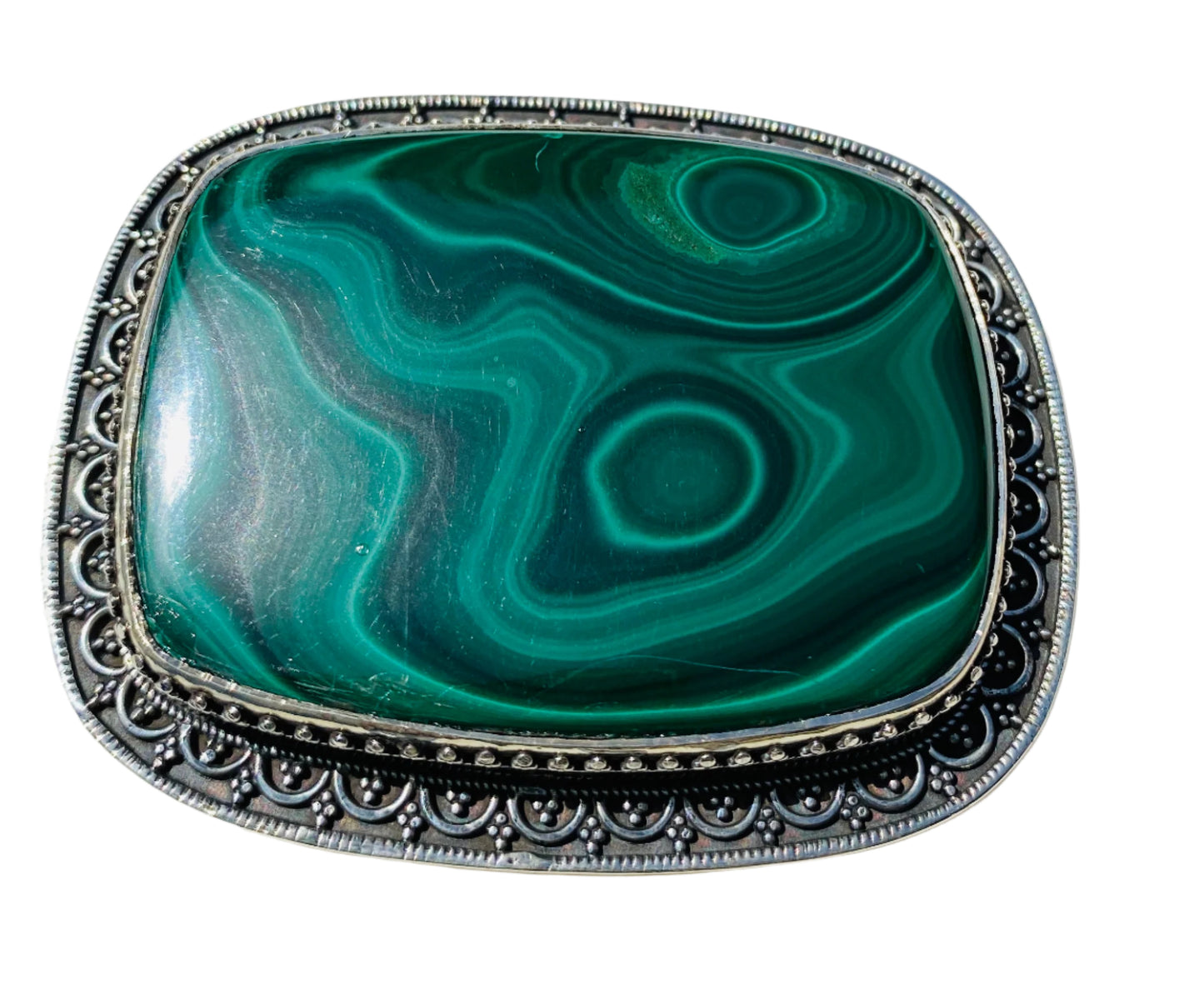 Handmade Sterling Silver Malachite Belt Buckles