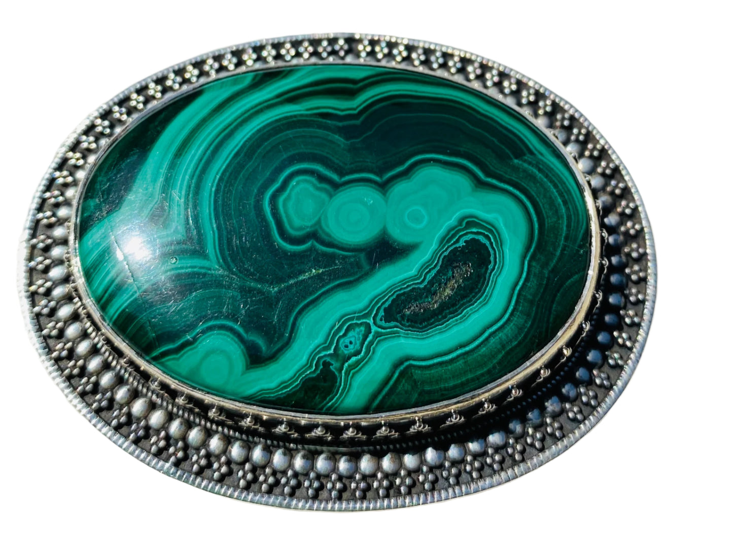 Handmade Sterling Silver Malachite Belt Buckles