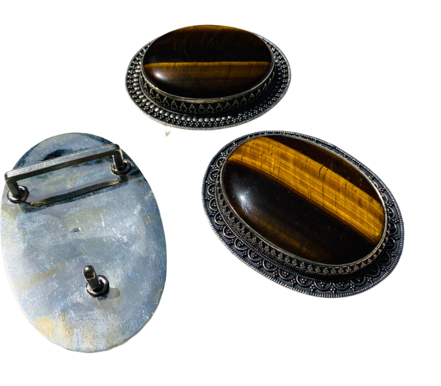 Handmade Sterling Silver Tiger Eye Belt Buckles