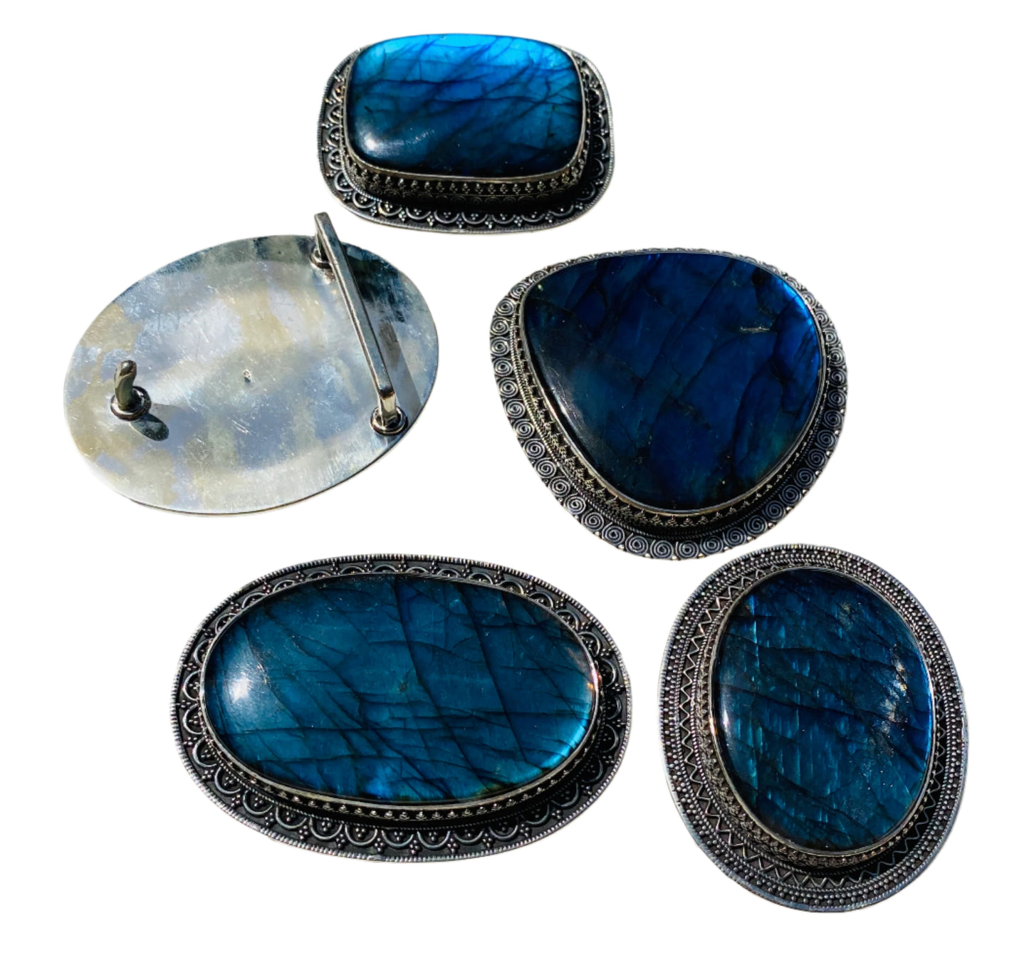 Handmade Sterling Silver Labradorite Belt Buckles