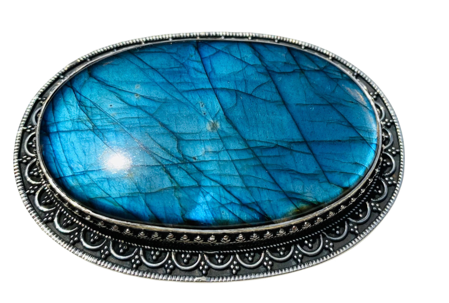 Handmade Sterling Silver Labradorite Belt Buckles