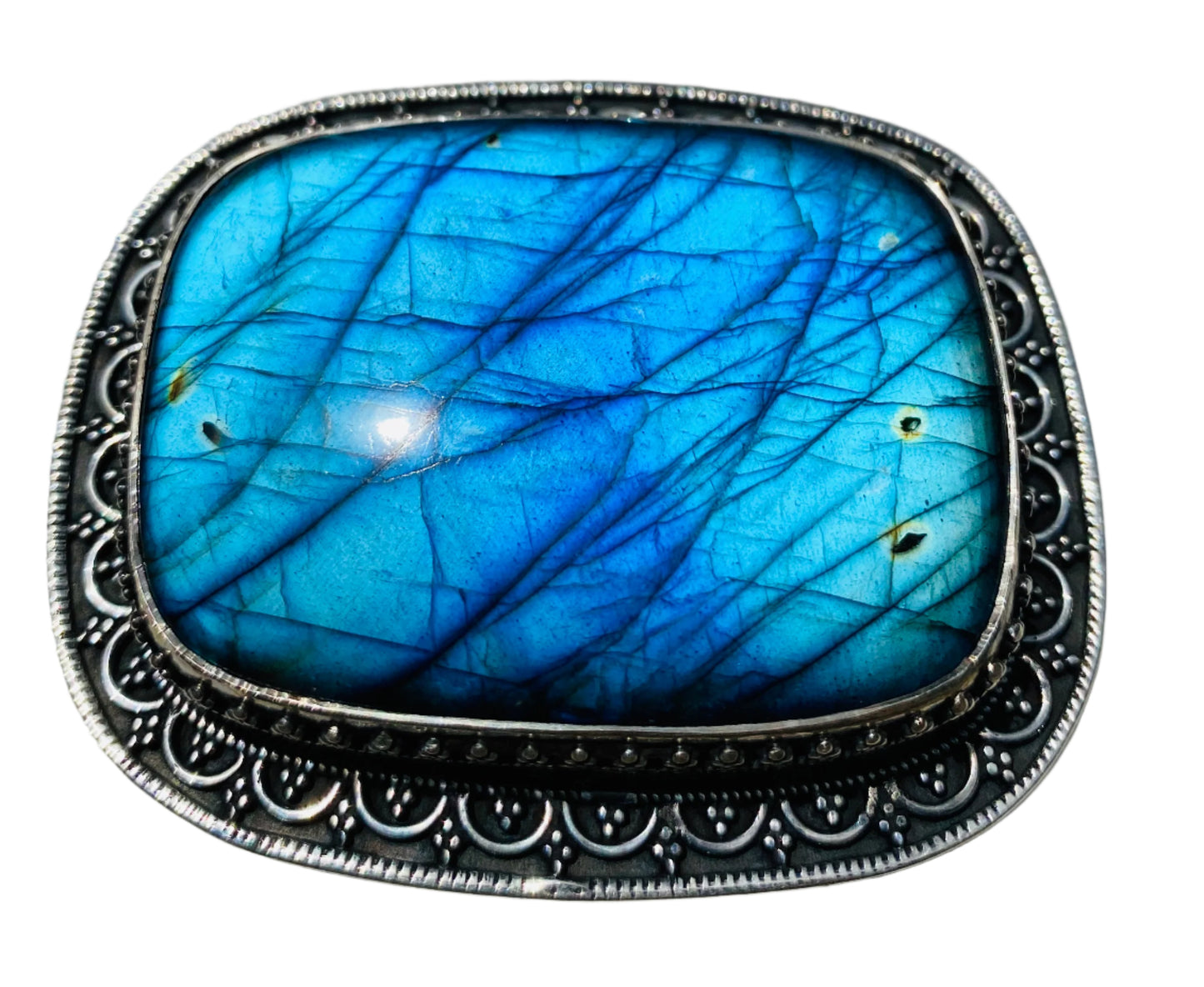 Handmade Sterling Silver Labradorite Belt Buckles