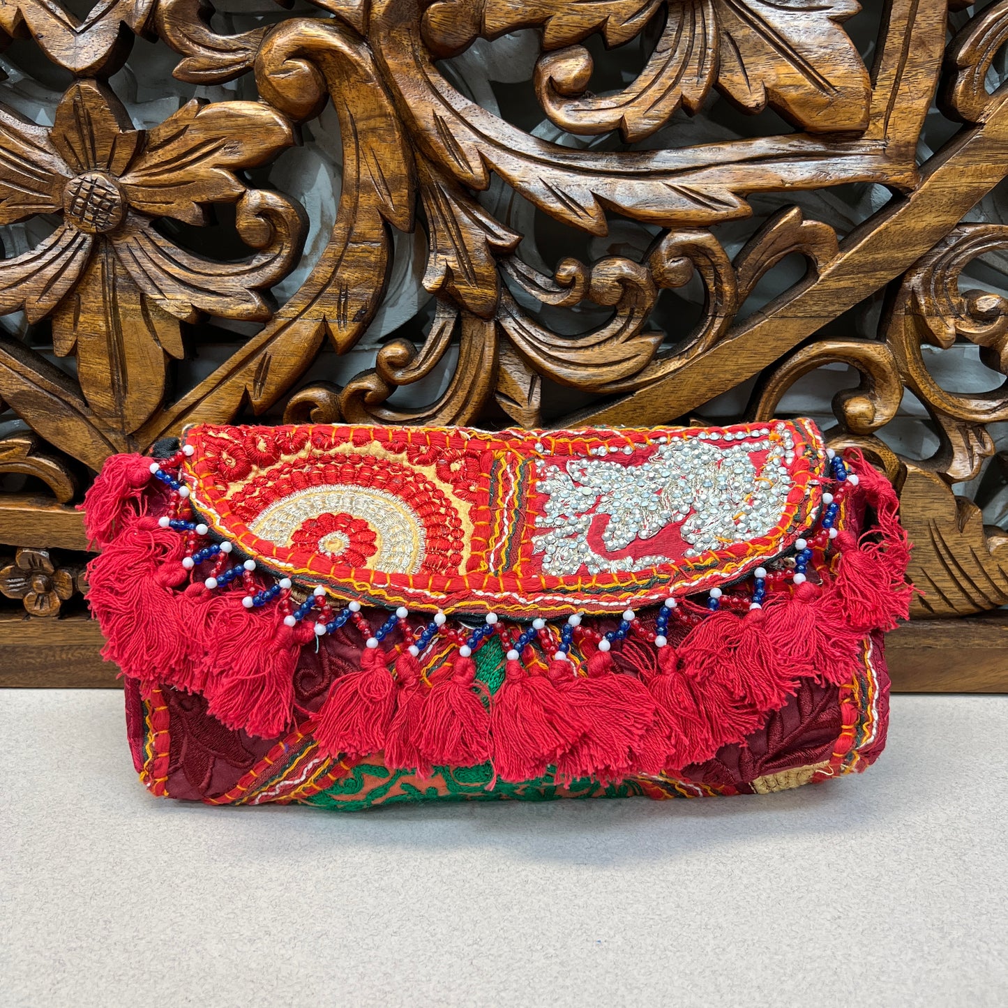 Recycled Hand Embroidered Rajasthani Crossbody | Tassel